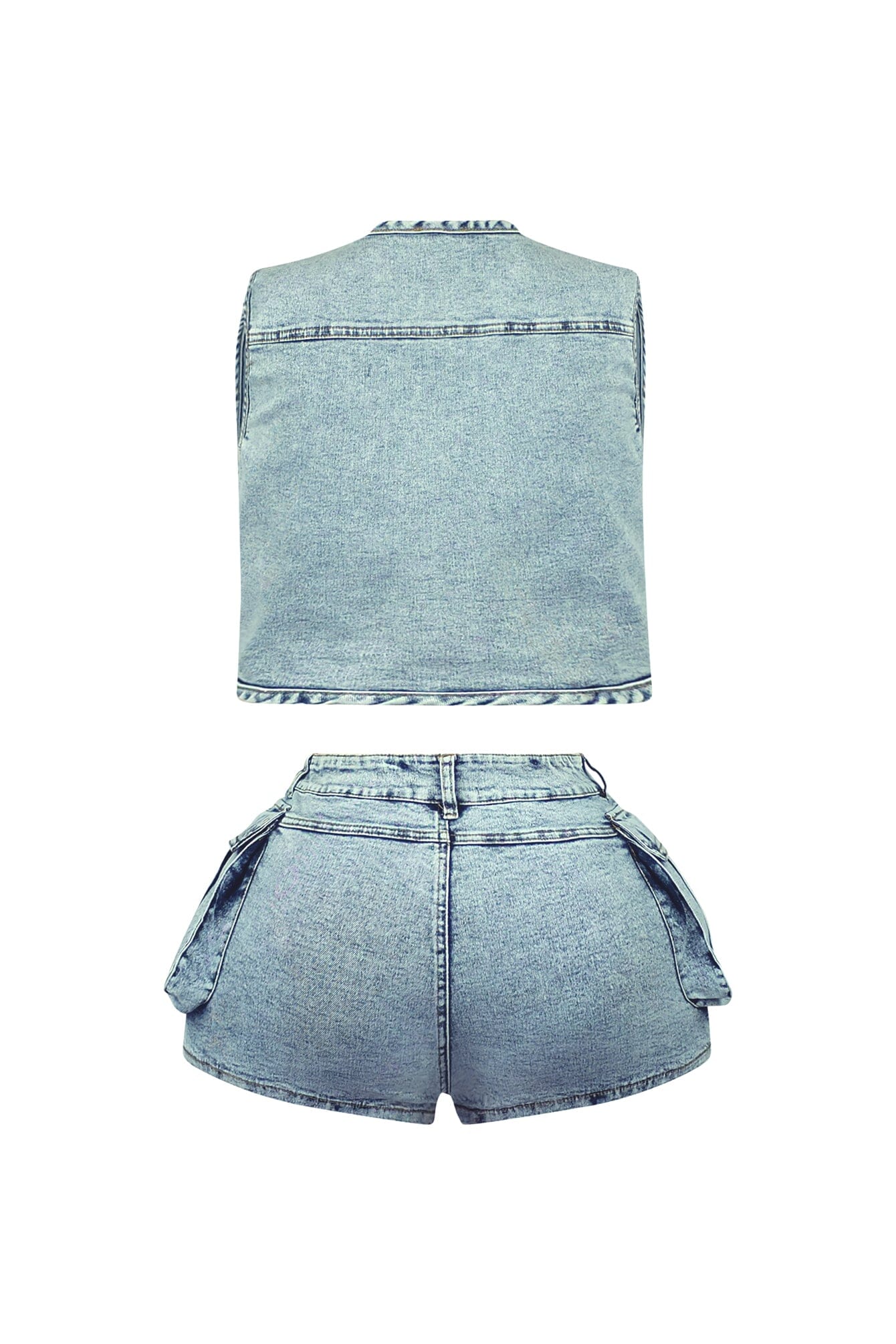 Memories Stone Washed Vest & Shorts SET