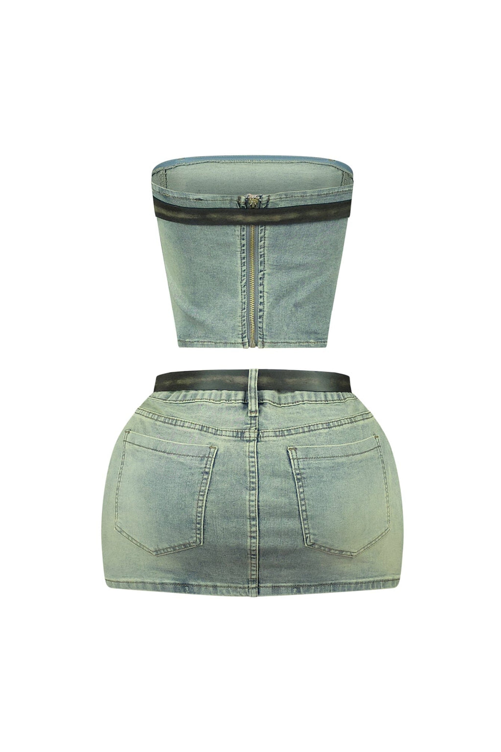 Rodeo Flame Belted Tube Top & Skirt SET