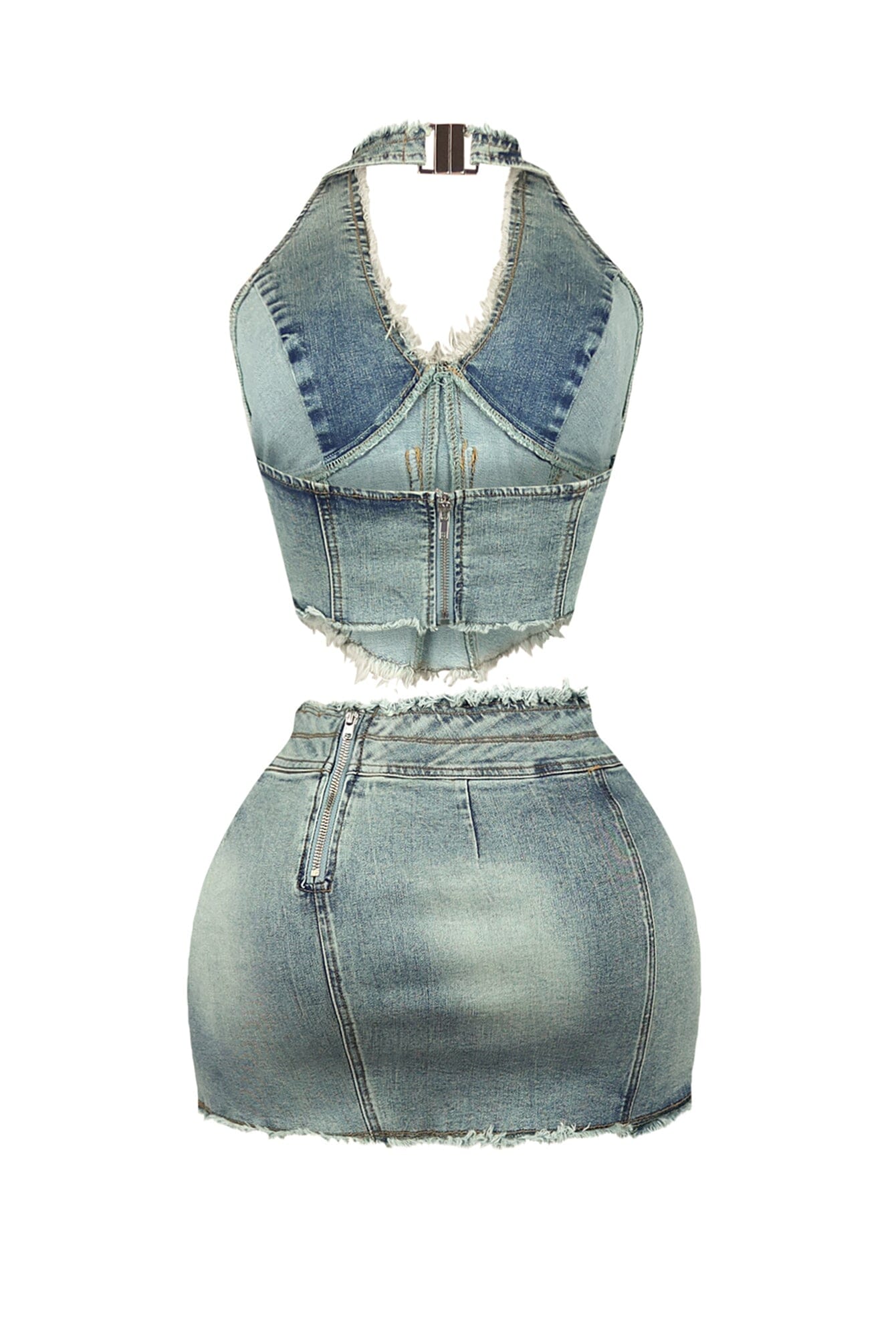 Harlem Denim Halter Top & Skirt SET