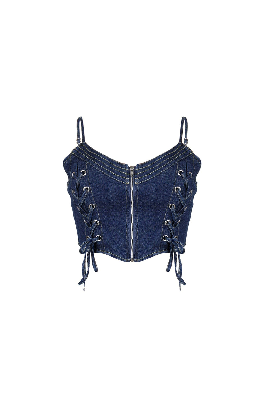 Sidekick Lace Up Denim Bustier Top