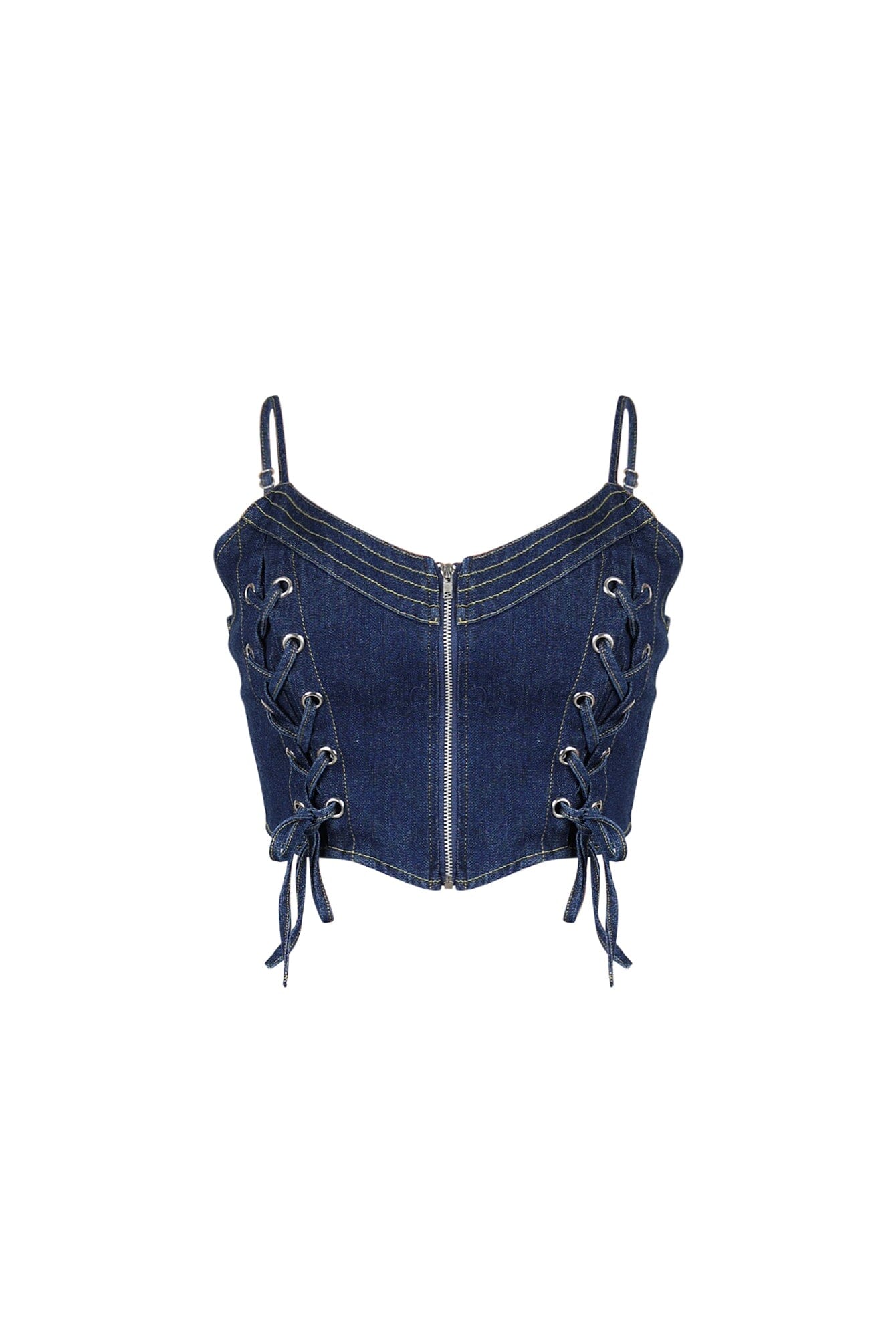 Sidekick Lace Up Denim Bustier Top