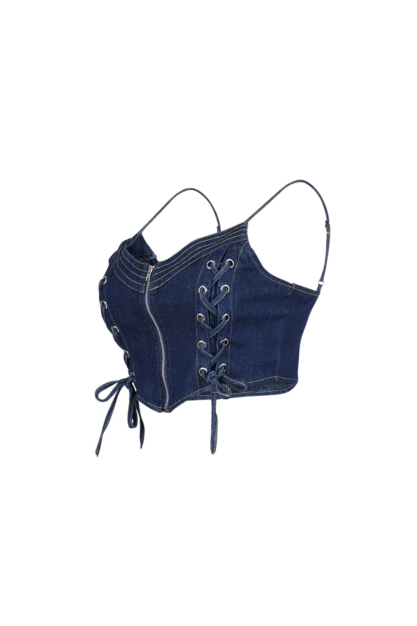 Sidekick Lace Up Denim Bustier Top