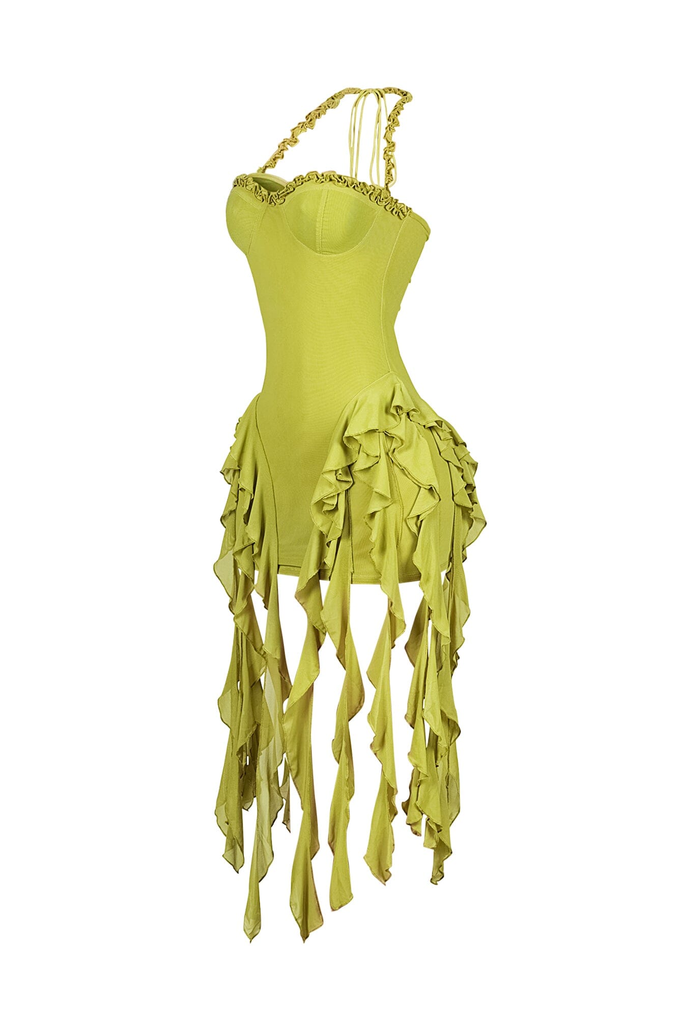 Rumba Mesh Ruffled Halter Dress