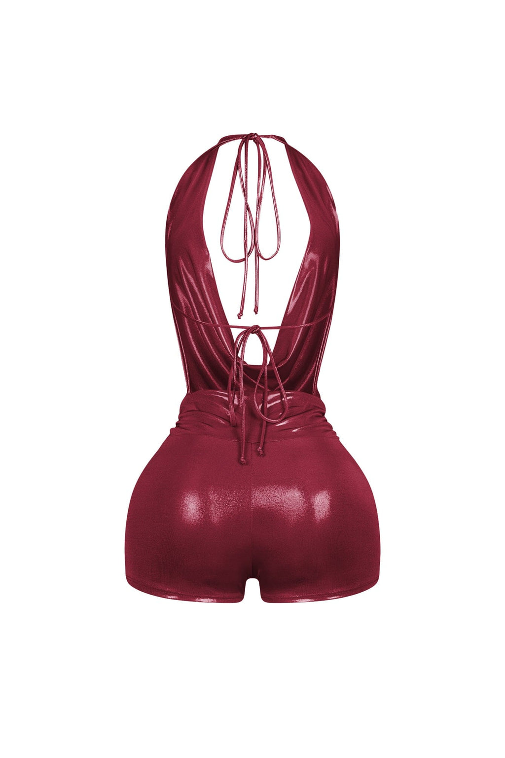 Backtie Foil Halter Slip Romper