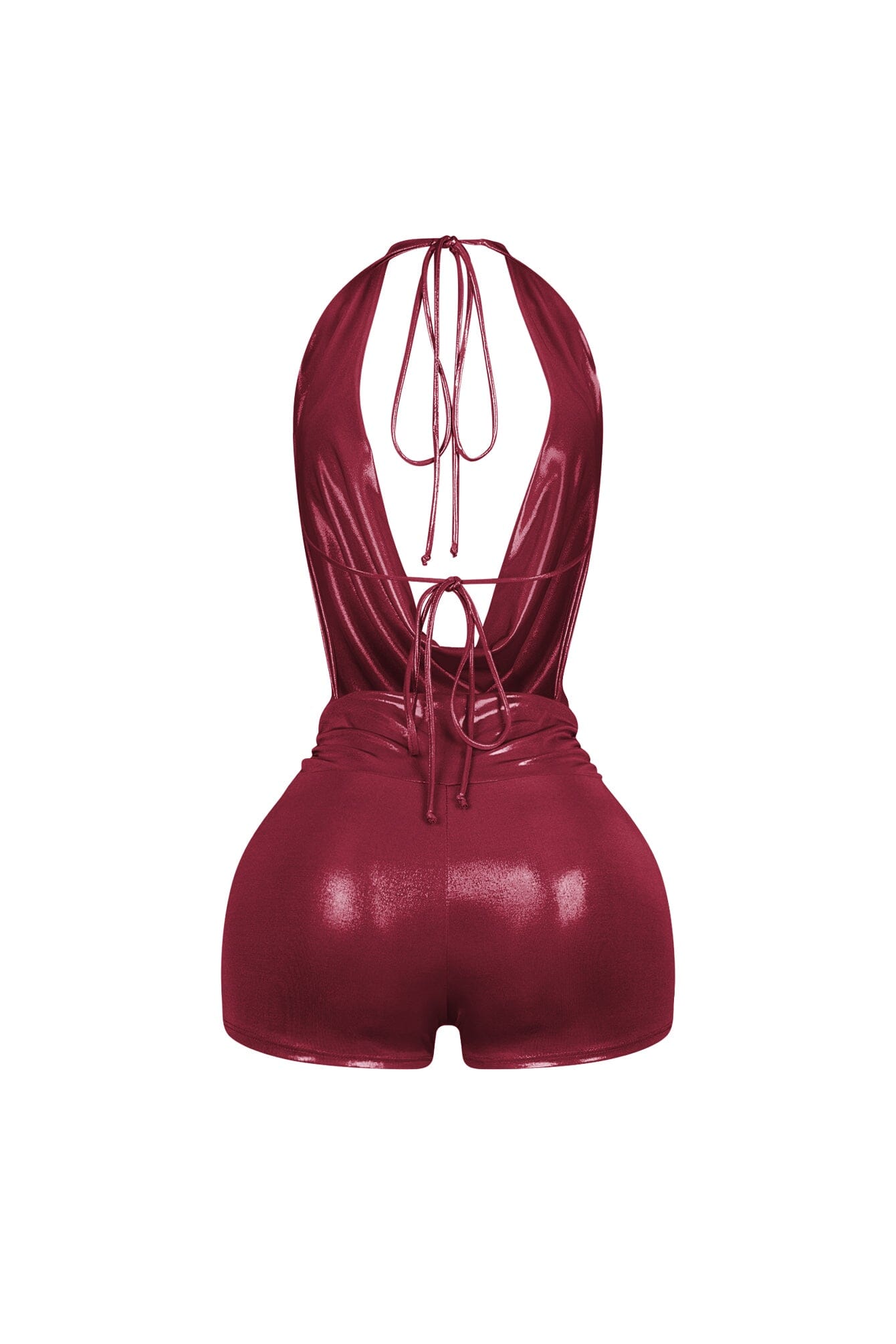 Backtie Foil Halter Slip Romper