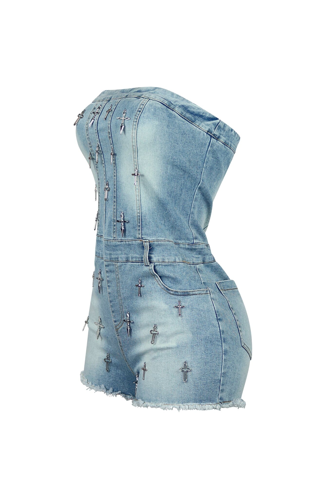 Rock Out Cross Denim Tube Romper
