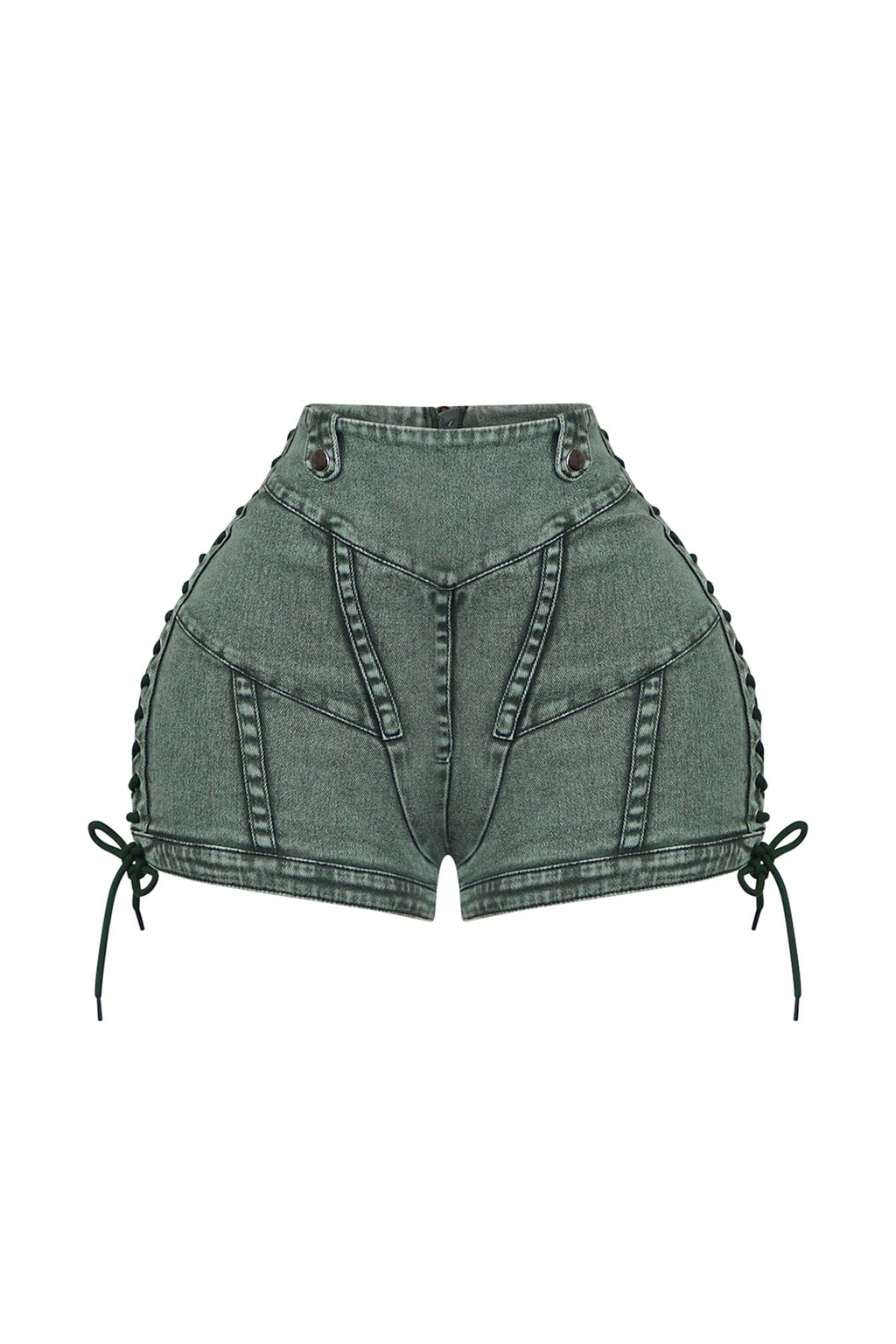 Keep Up Lace Up Denim Shorts
