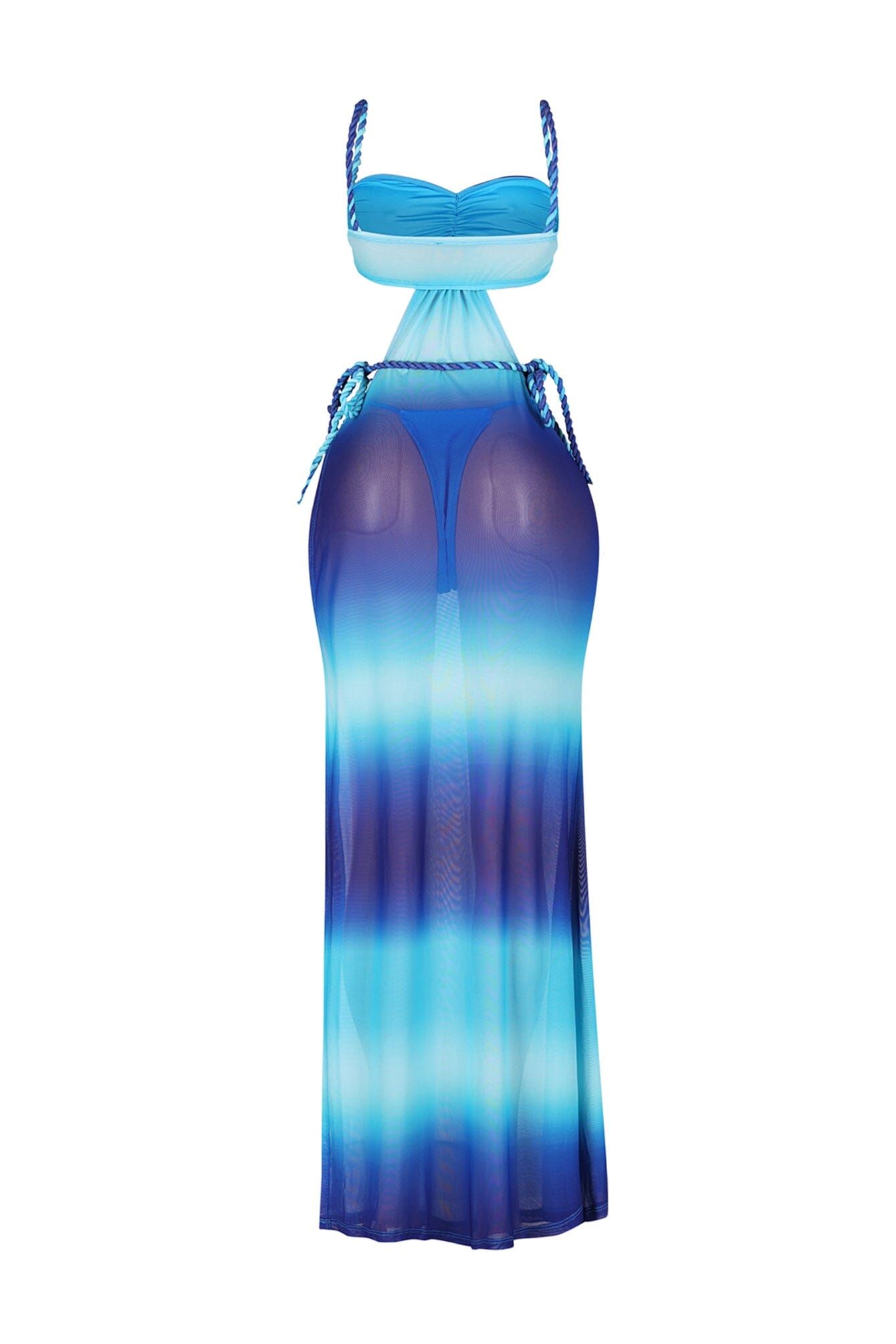 Tulum Mesh Print Rope Maxi Dress