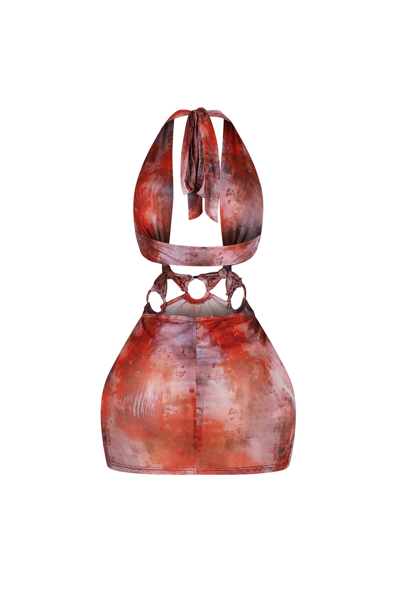 Exotic Mesh Print Cut Out Mini Dress