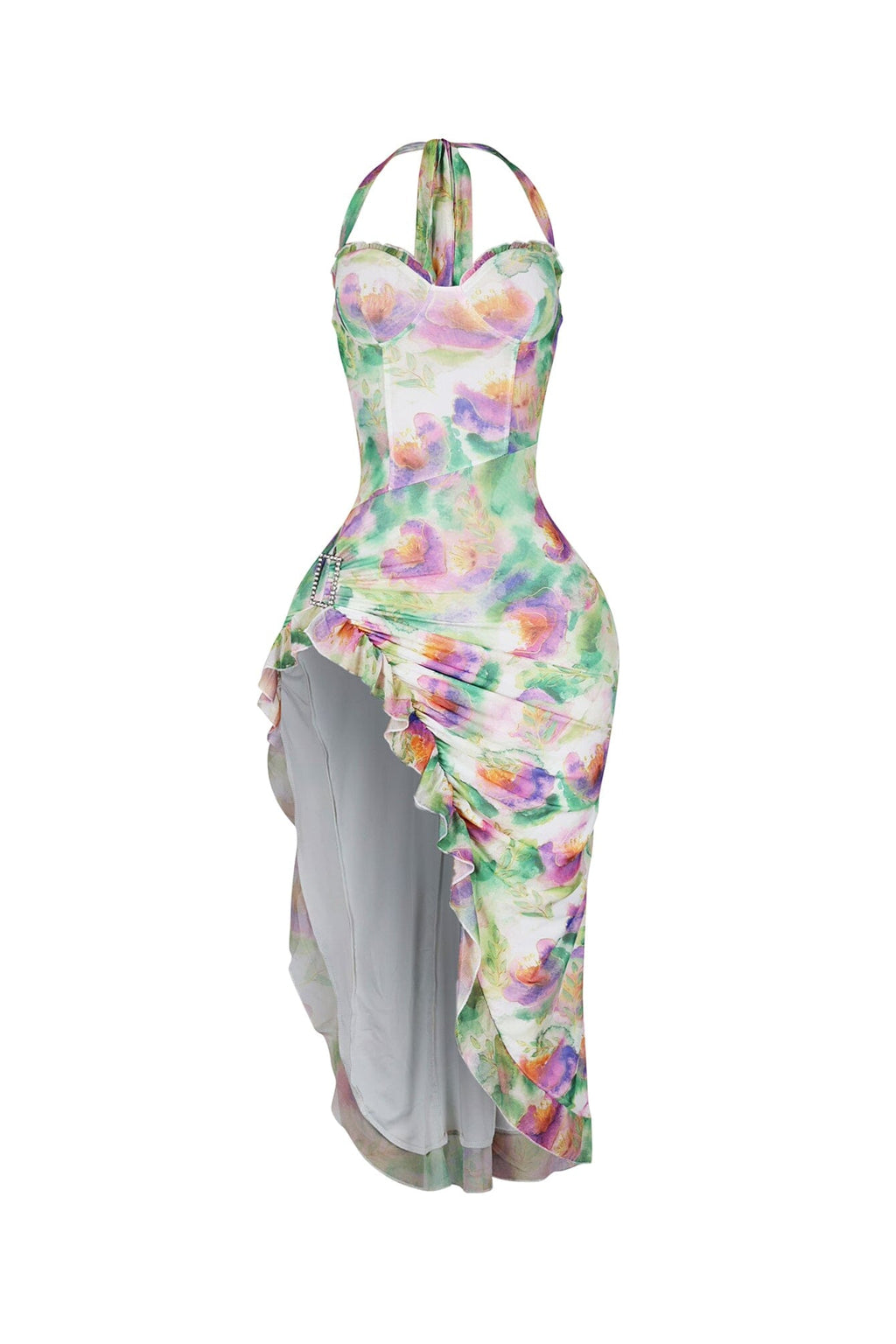 Pure Romance Mesh Ruffled Midi Dress