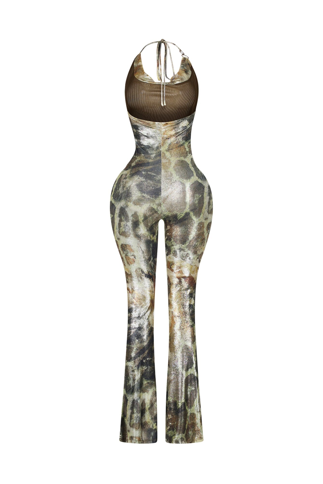 Shine Cutout Foil Halter Jumpsuit