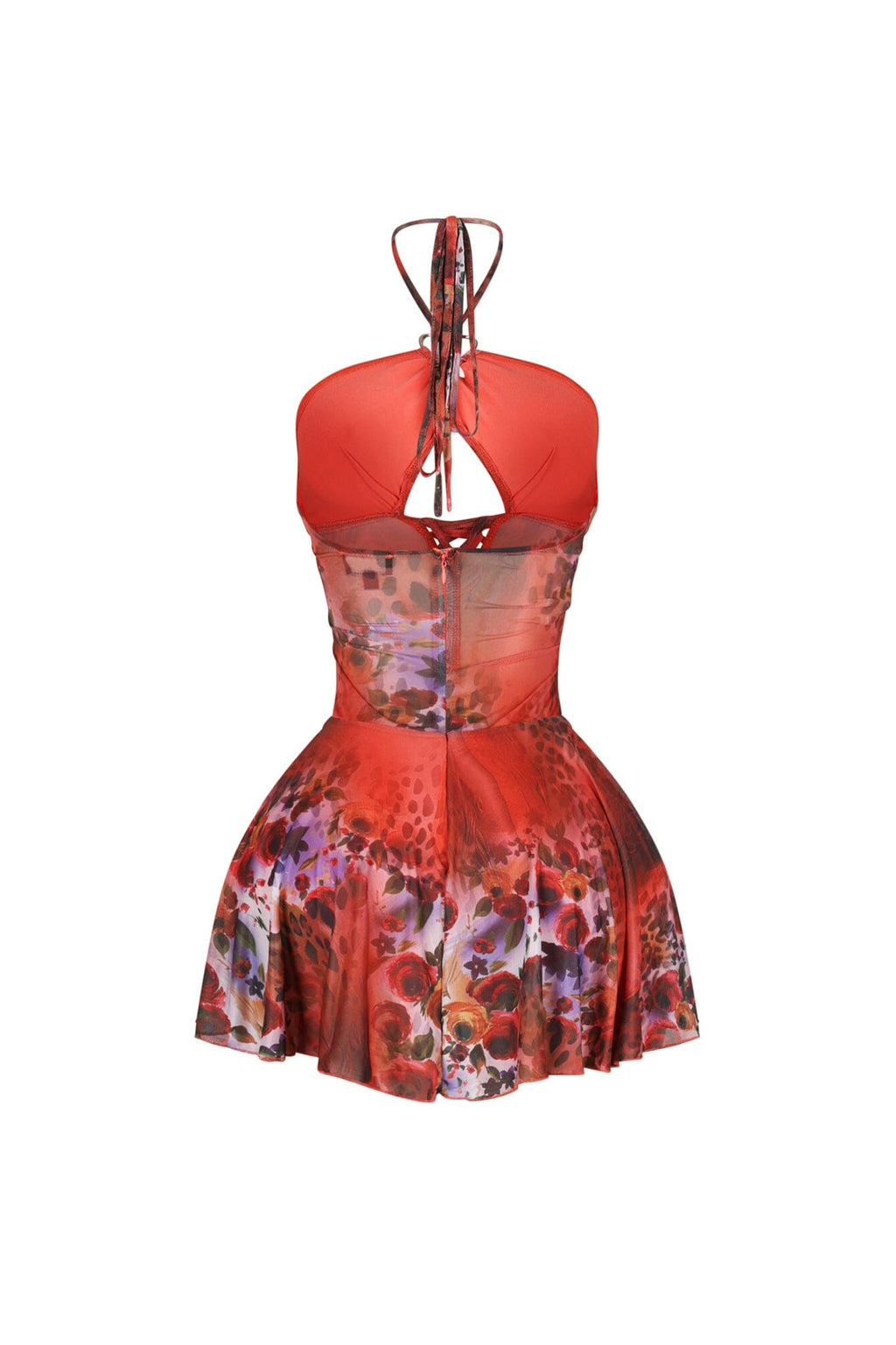 Sweetheart Mesh Print Mini Dress
