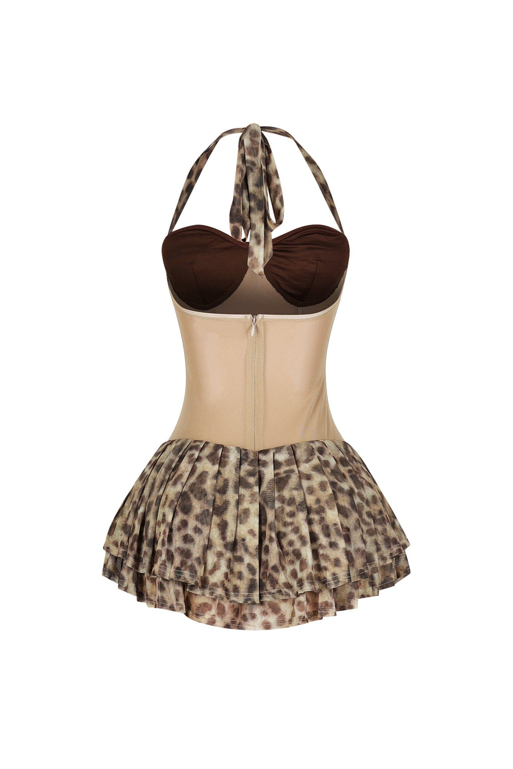 Her Contrast Mesh Leopard Mini Dress