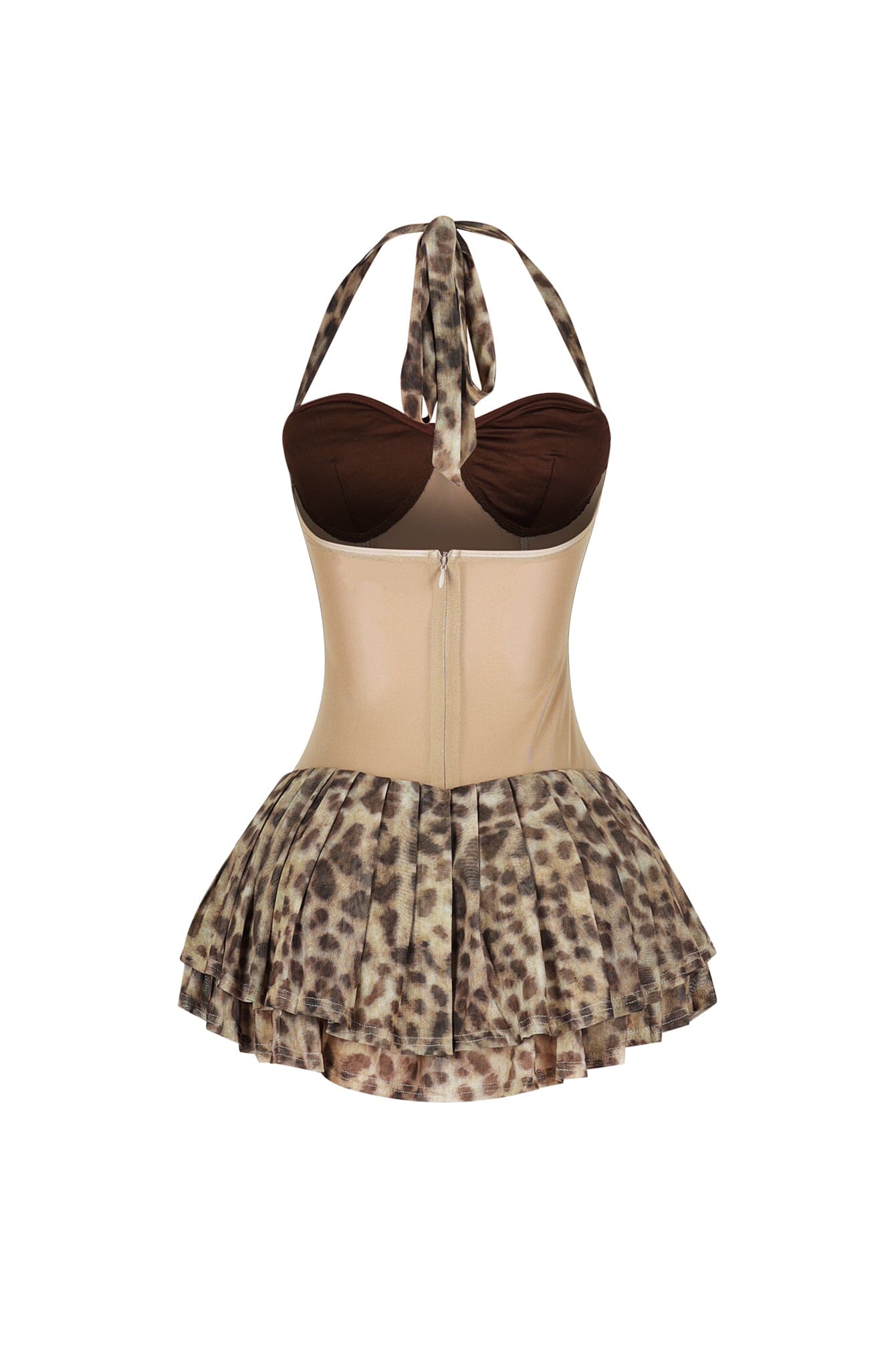 Her Contrast Mesh Leopard Mini Dress