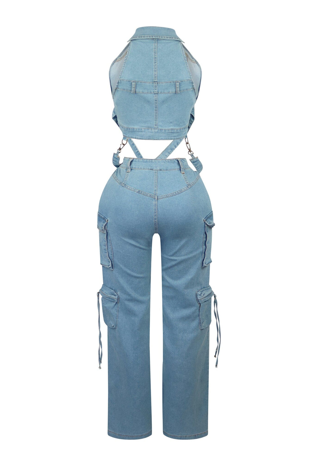 Get Goin Denim Cross Straps Vest & Pants SET