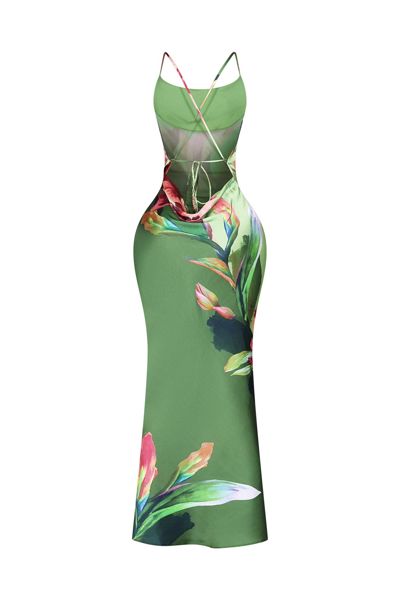 Fluid Bias Cut Satin Tank Maxi Dress