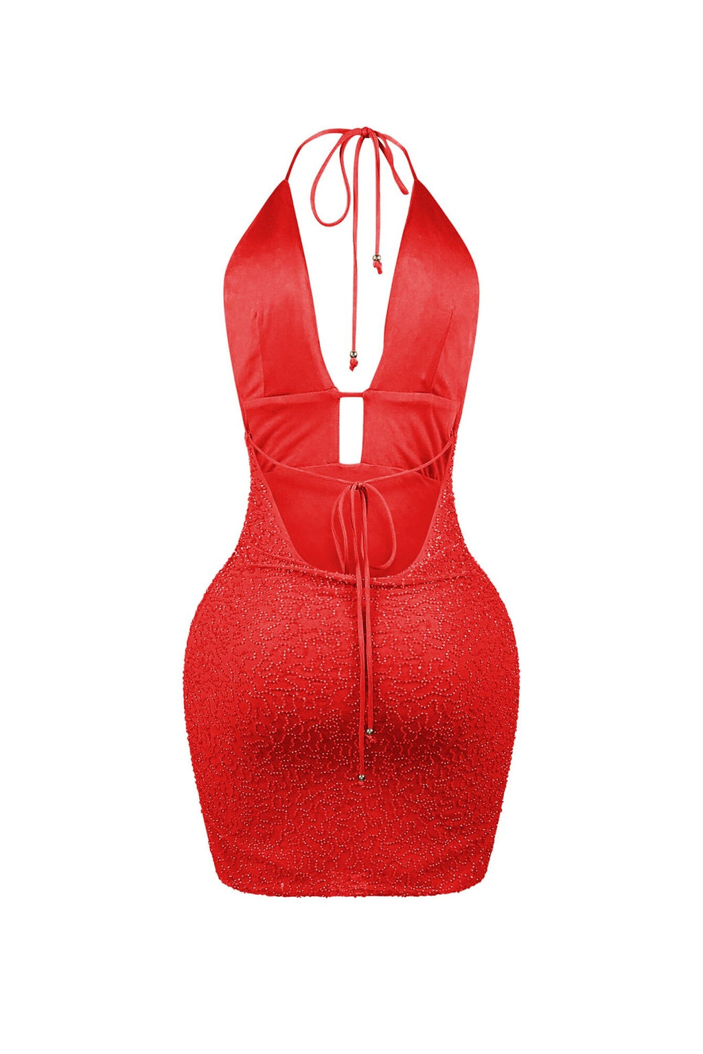 Scalelight Beaded Halter Mini Dress