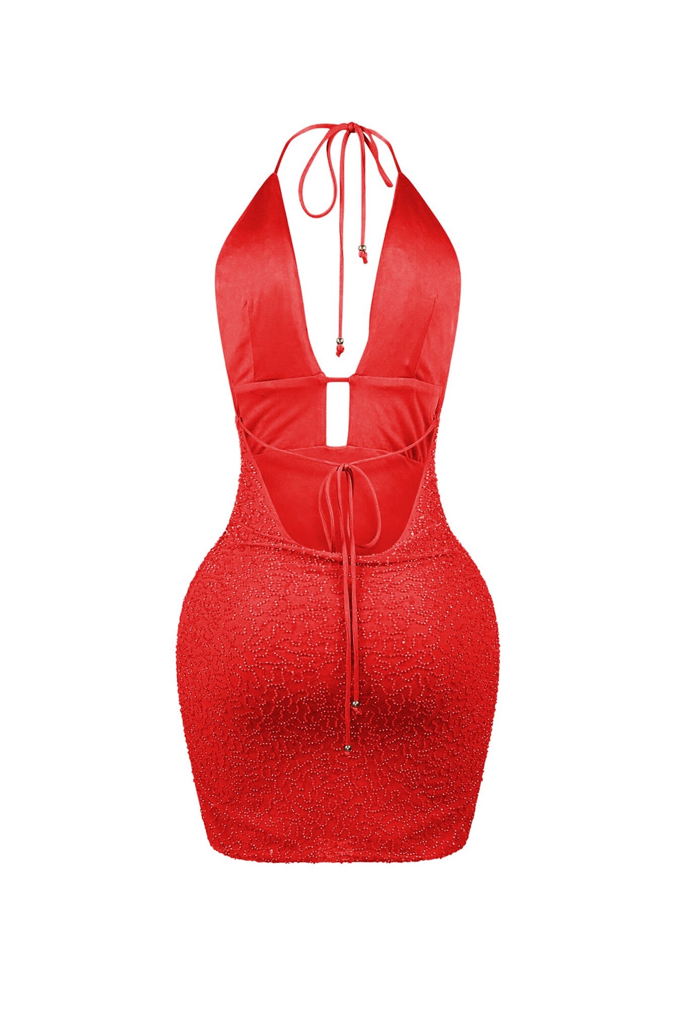 Scalelight Beaded Halter Mini Dress