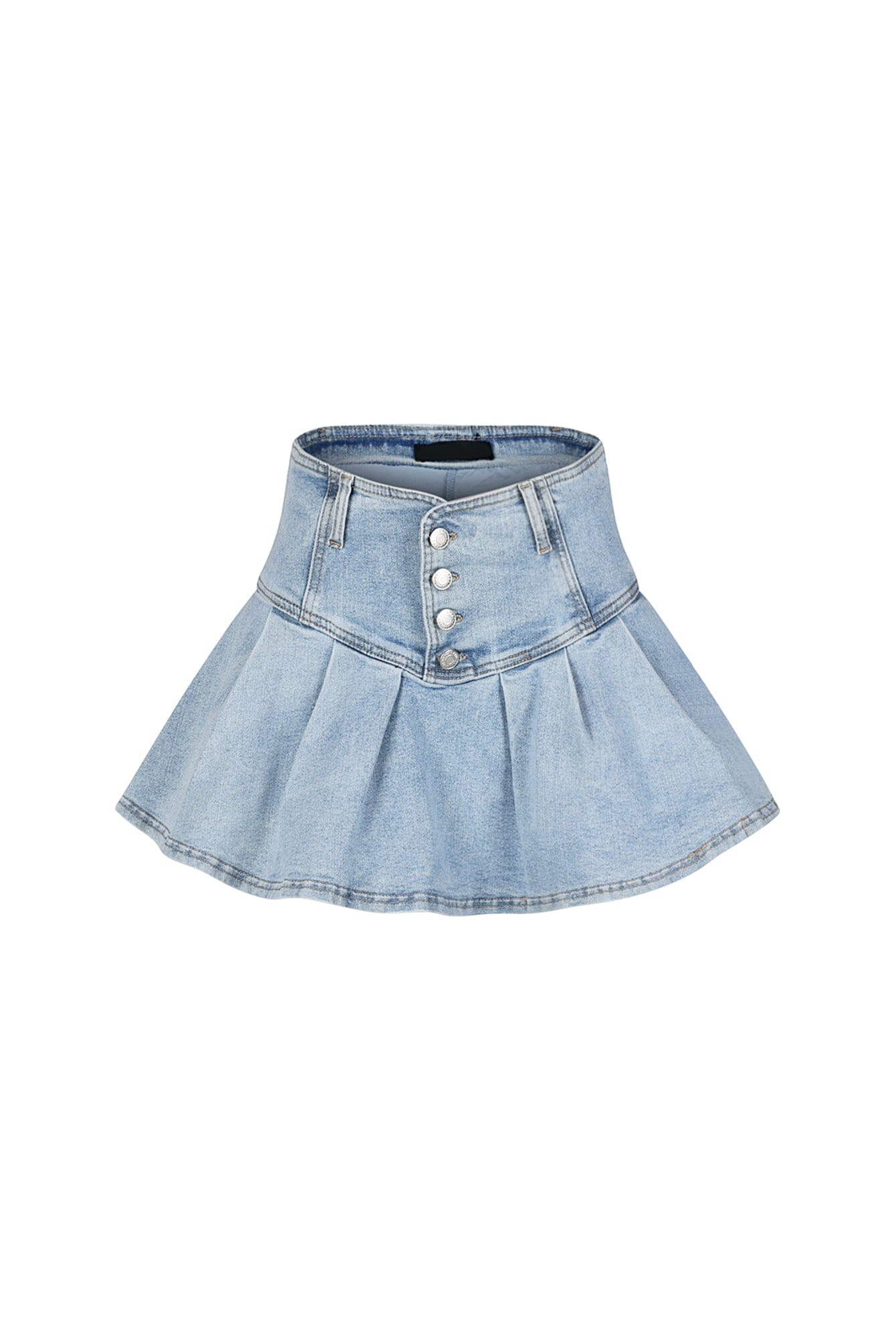 Casually Pleated Denim Mini Skirt
