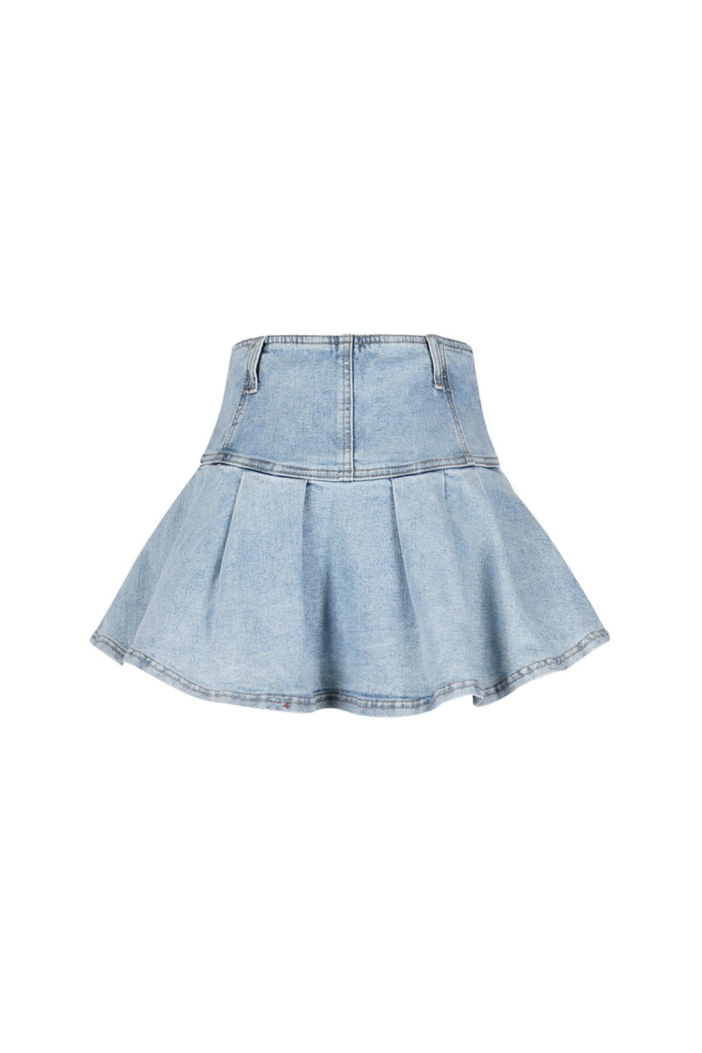 Casually Pleated Denim Mini Skirt
