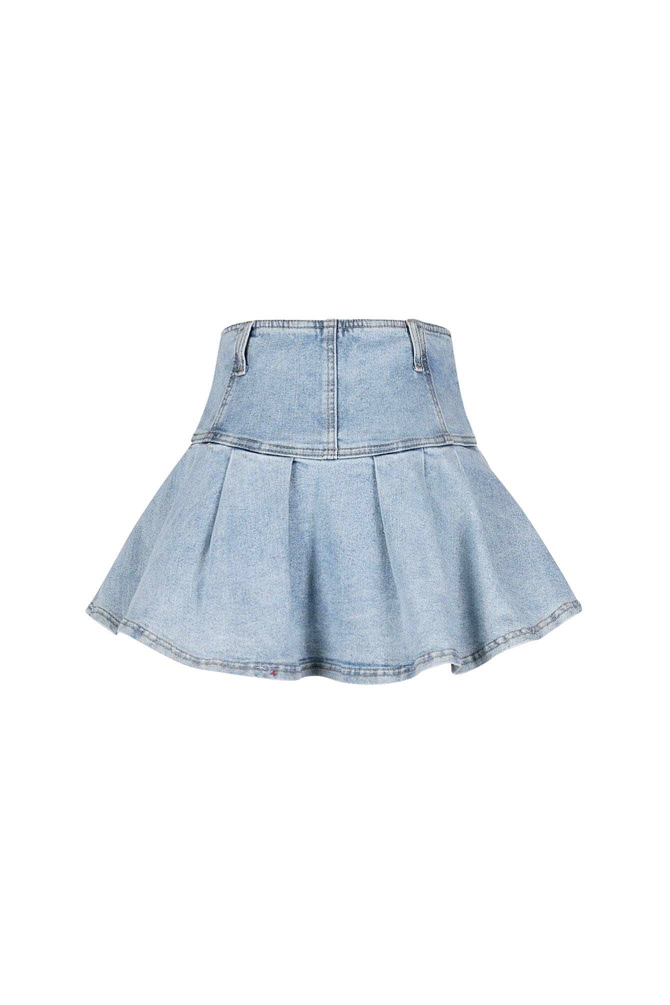 Casually Pleated Denim Mini Skirt