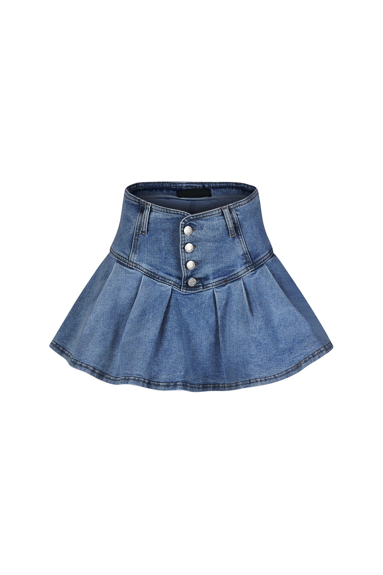 Casually Pleated Denim Mini Skirt