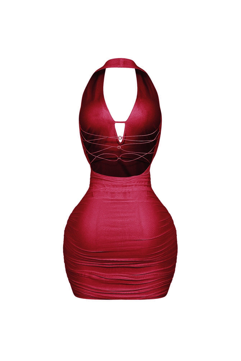 Opal Glow Lace Up Halter Mini Dress