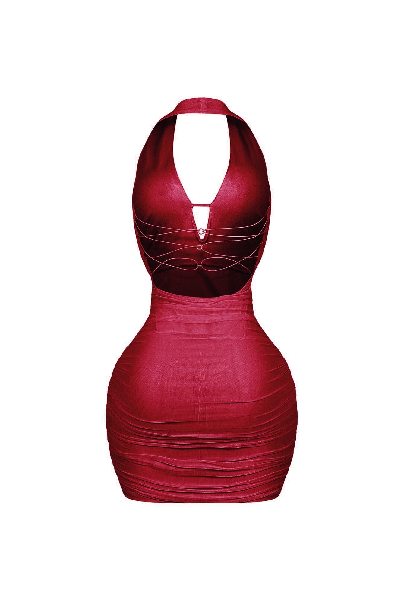 Opal Glow Lace Up Halter Mini Dress