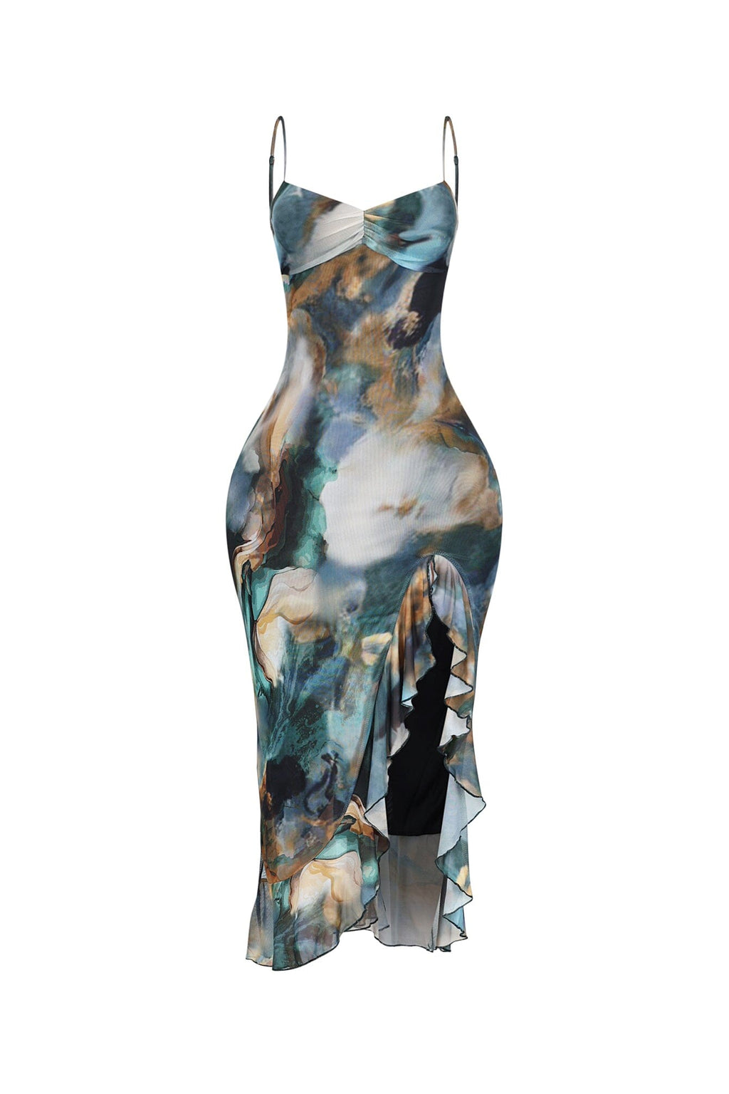 Tealwave Ruffle Tank Midi Dress