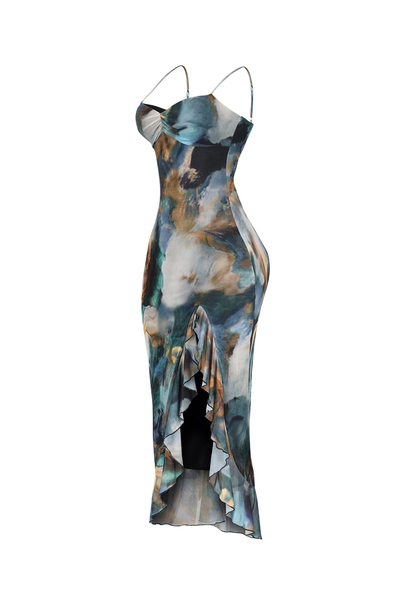 Tealwave Ruffle Tank Midi Dress