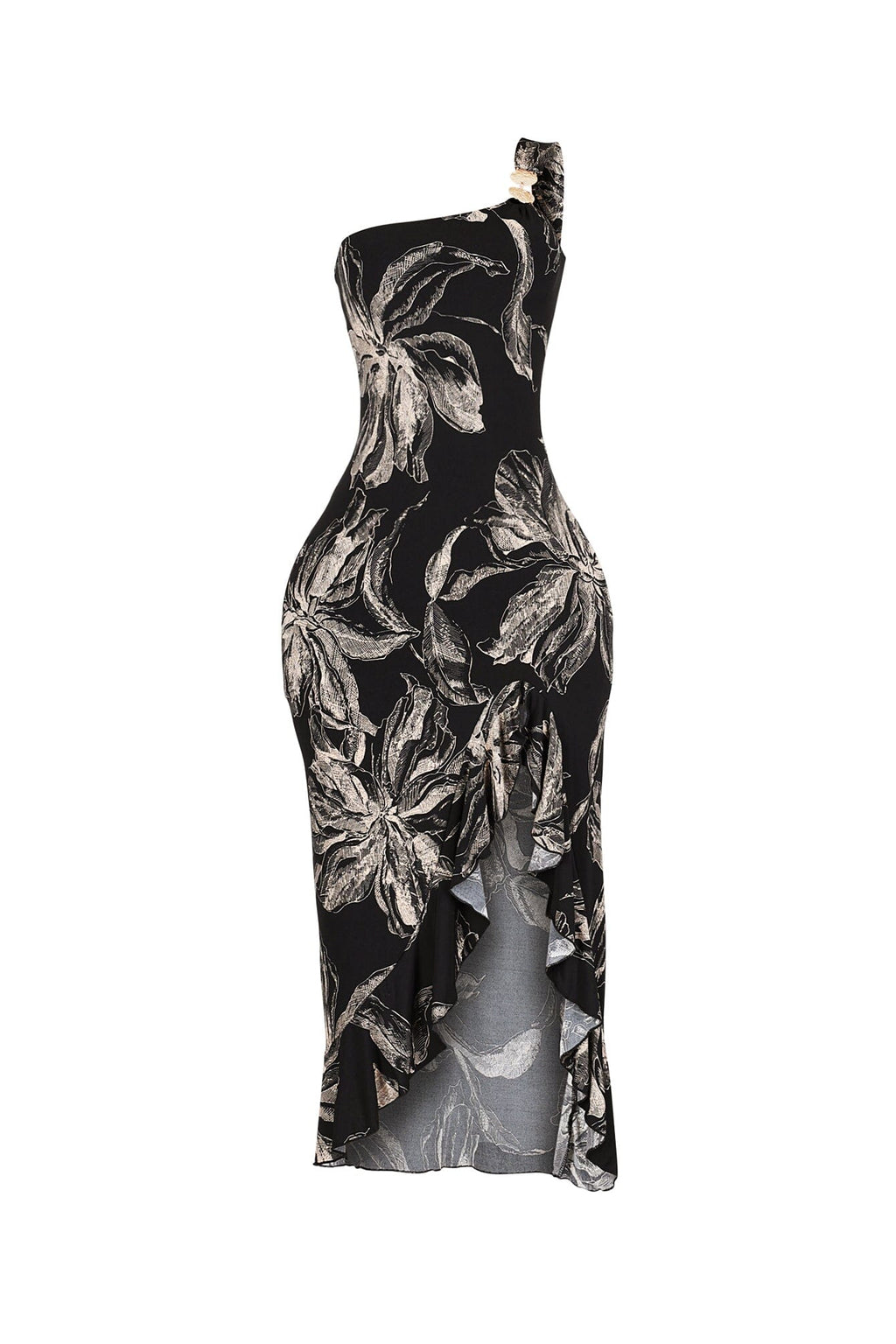 Flarecut One Shoulder Midi Dress