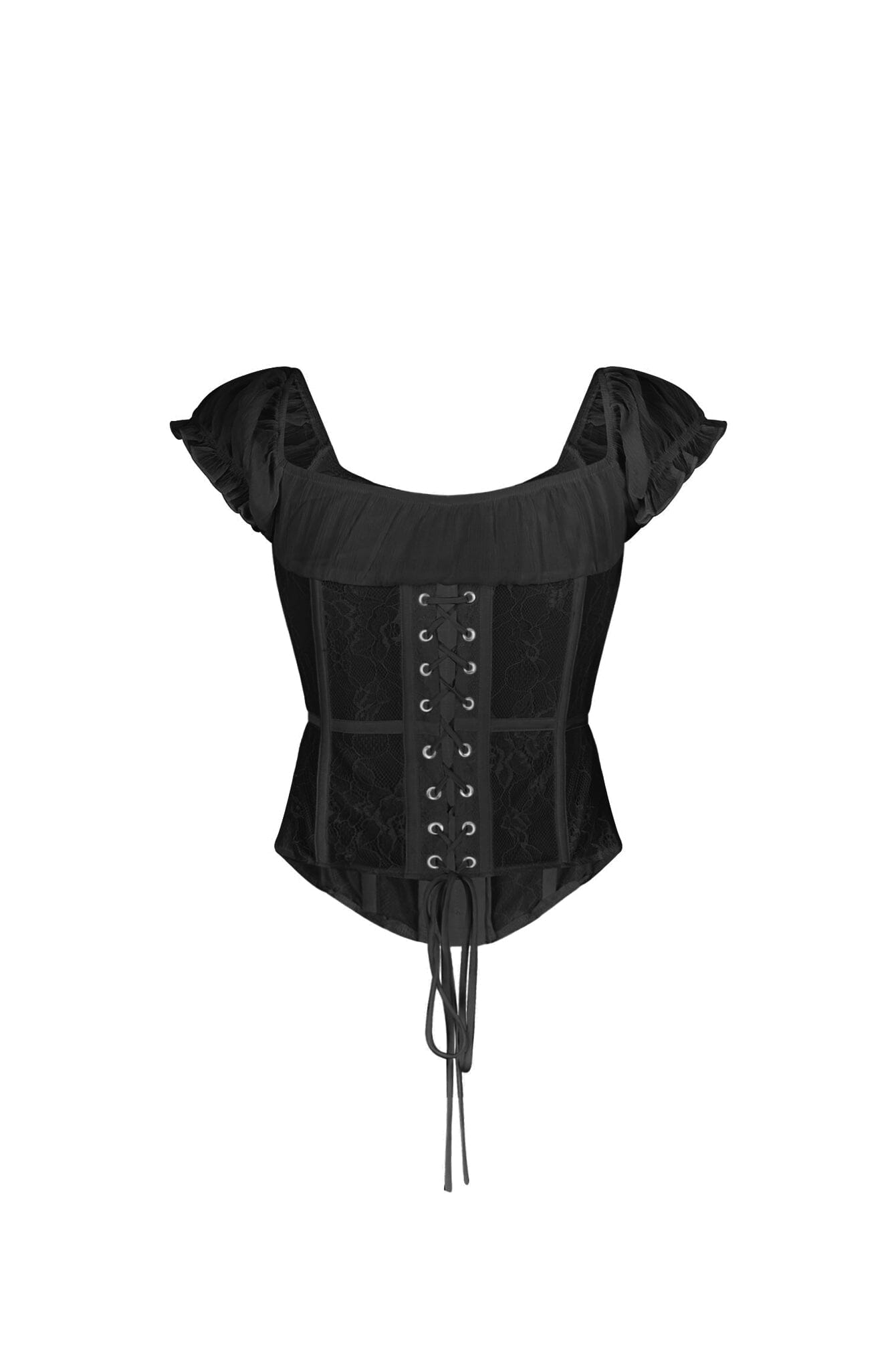 Lattice Lace Chiffon Corset Top