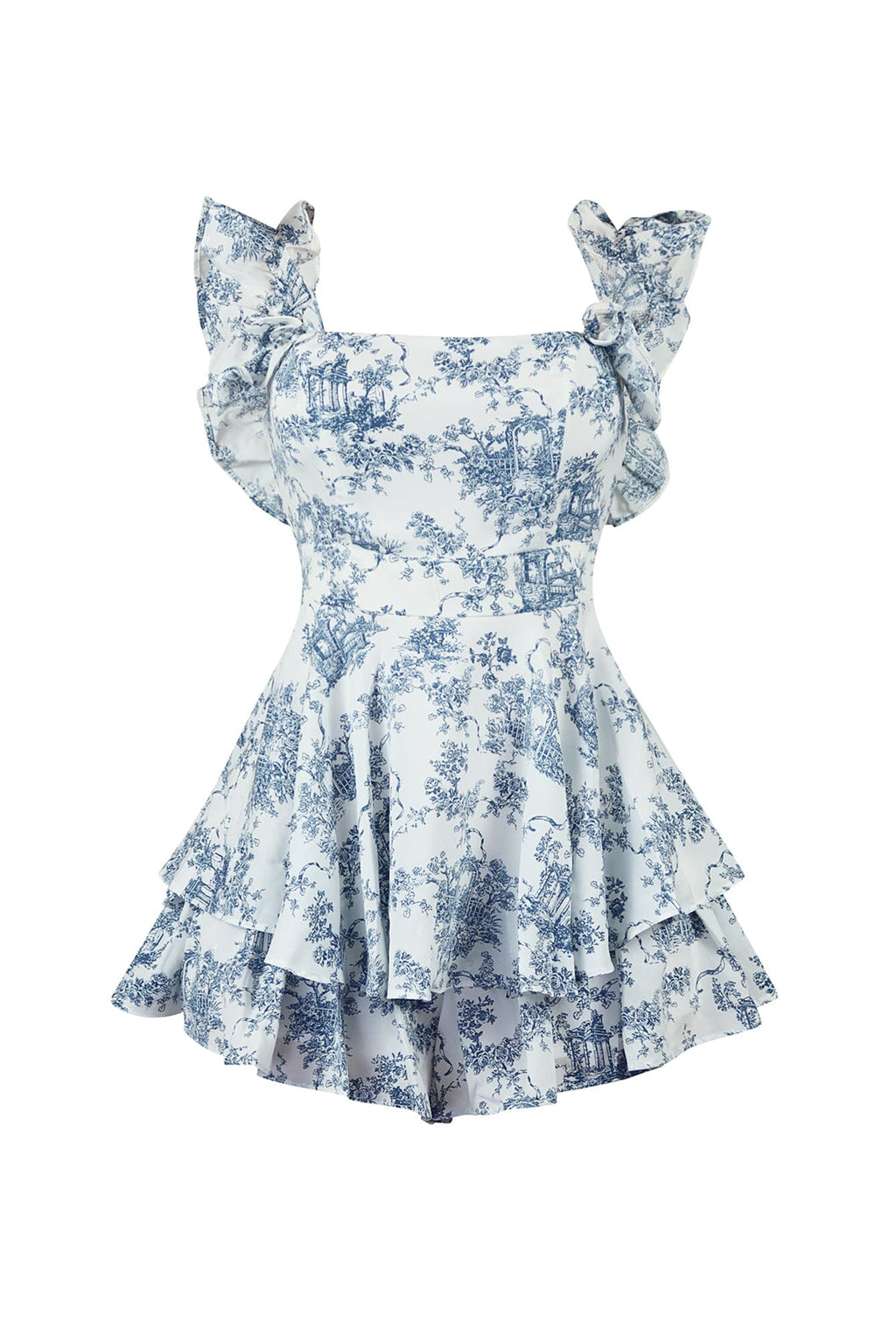 Sophia Print Off Shoulder Woven Ruffled Romper