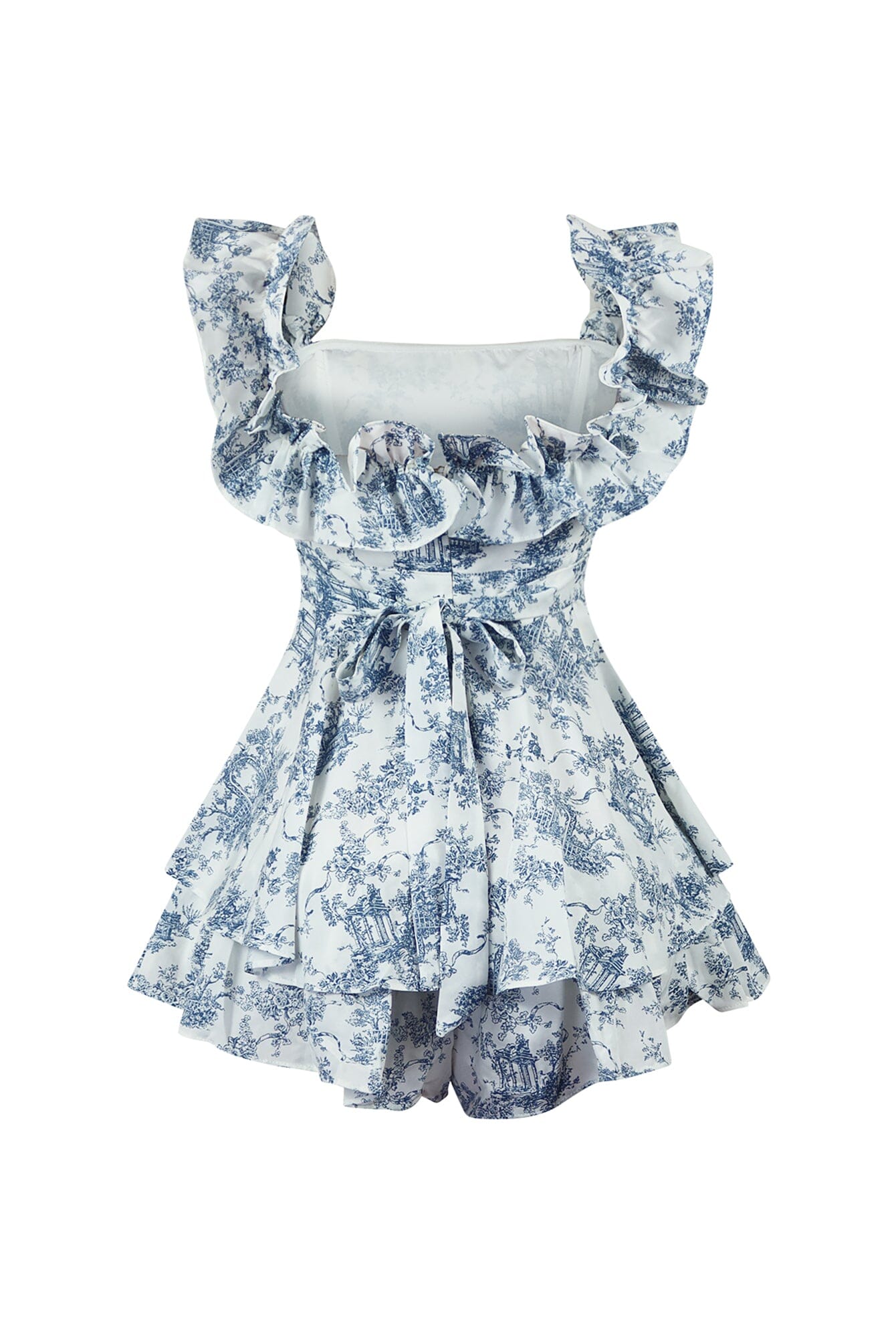 Sophia Print Off Shoulder Woven Ruffled Romper