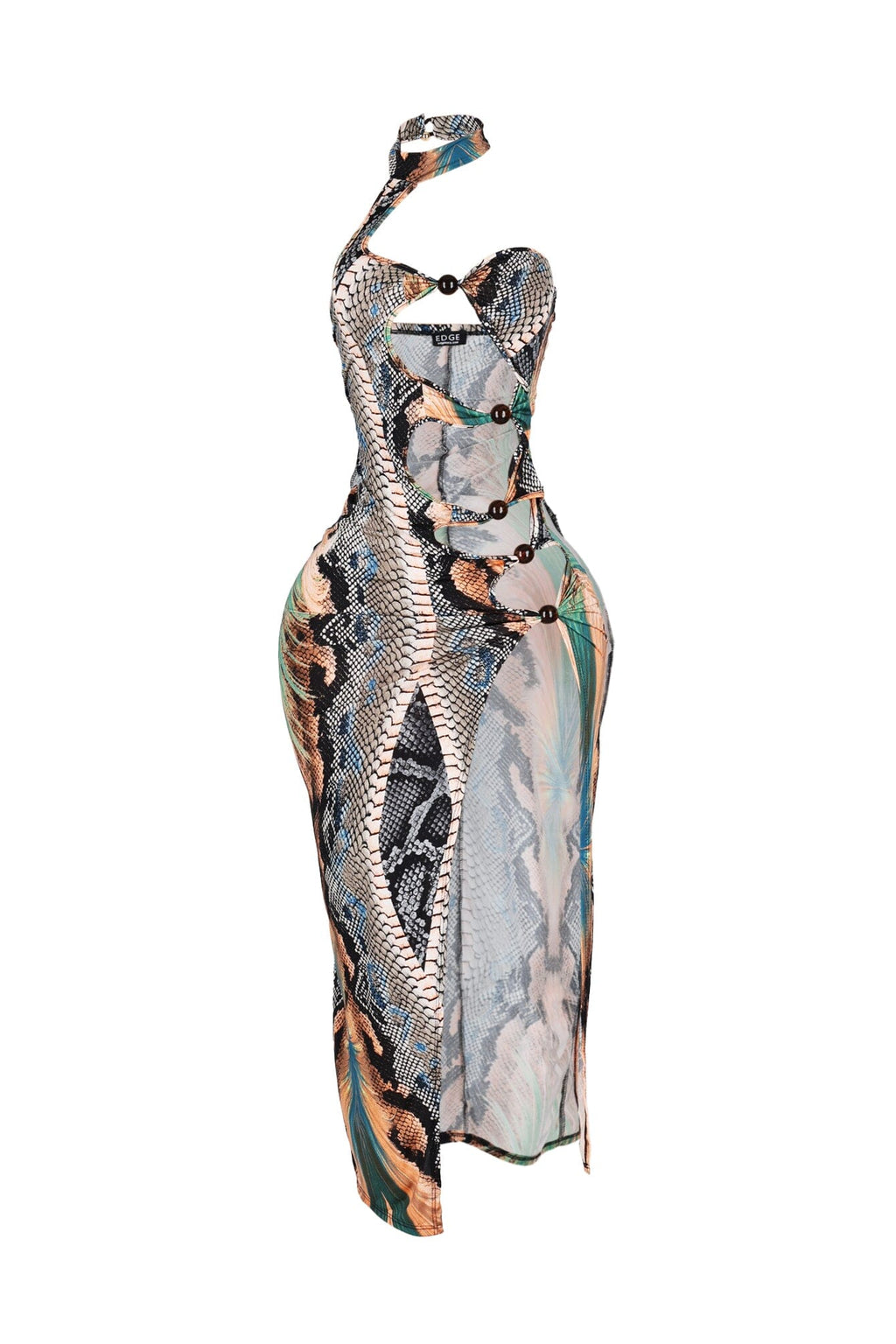 Quell Veneshiа Snake Print Midi Dress