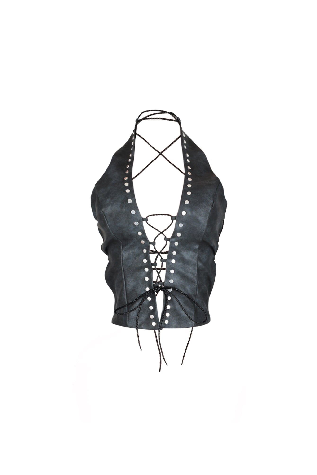 Ride On Leather Halter Top