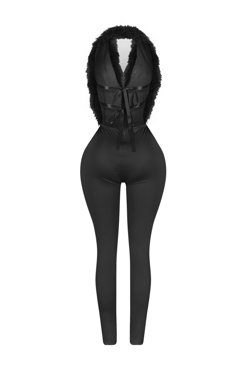Fur Kissed Backless Jumpsuit
