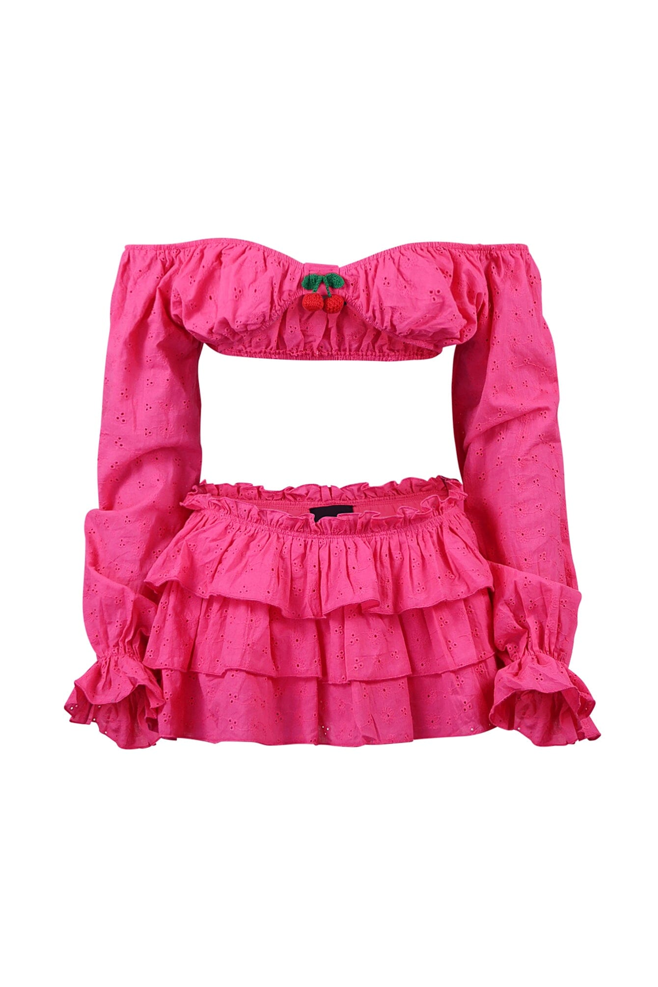 Vanilla Cherry Off Shoulder Top & Skirt SET