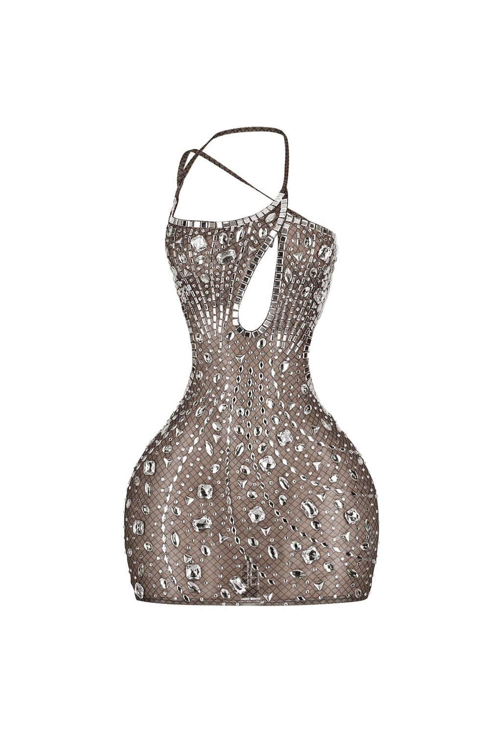 Anastasia Rhinestone Mesh Snake Dress