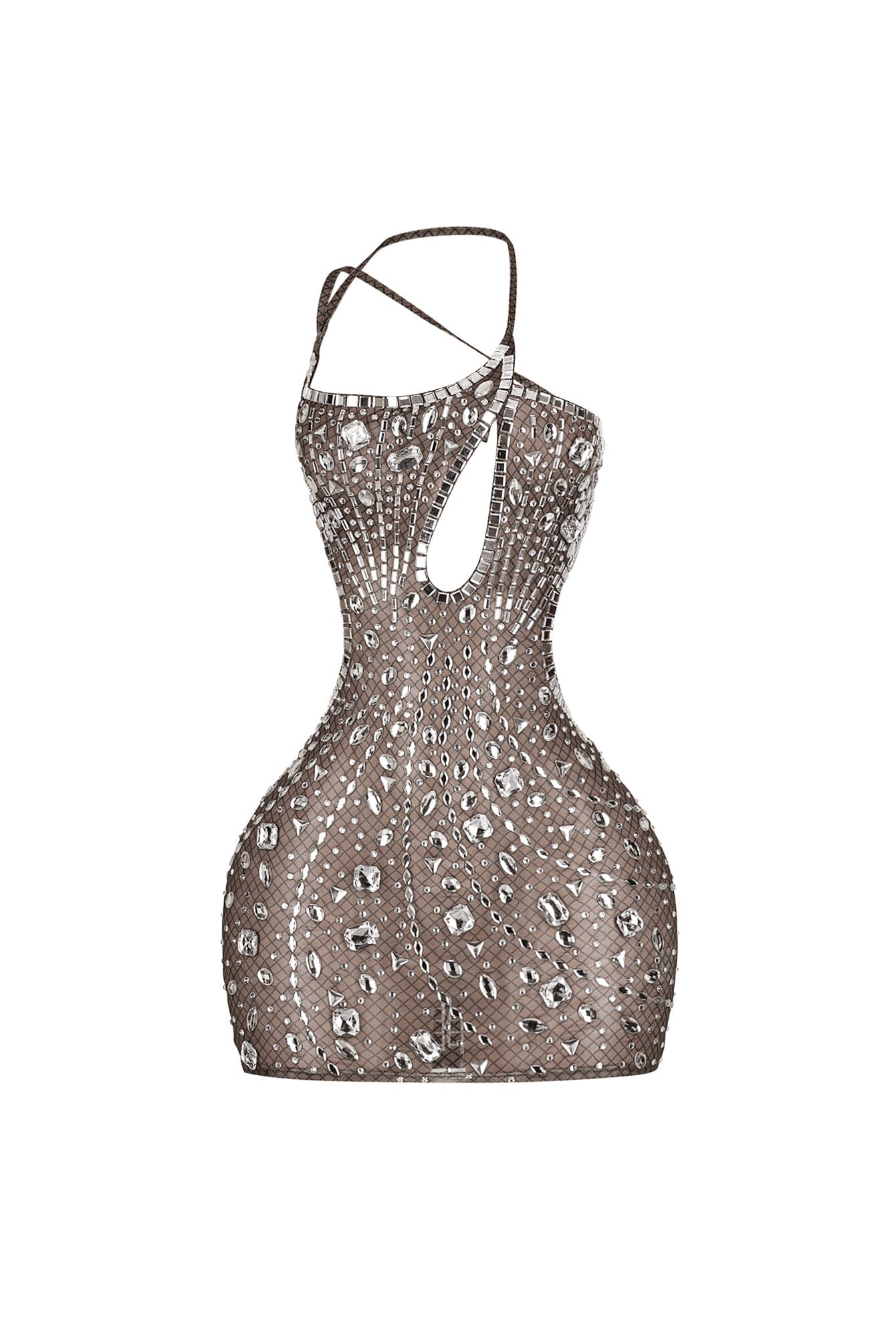 Anastasia Rhinestone Mesh Snake Dress