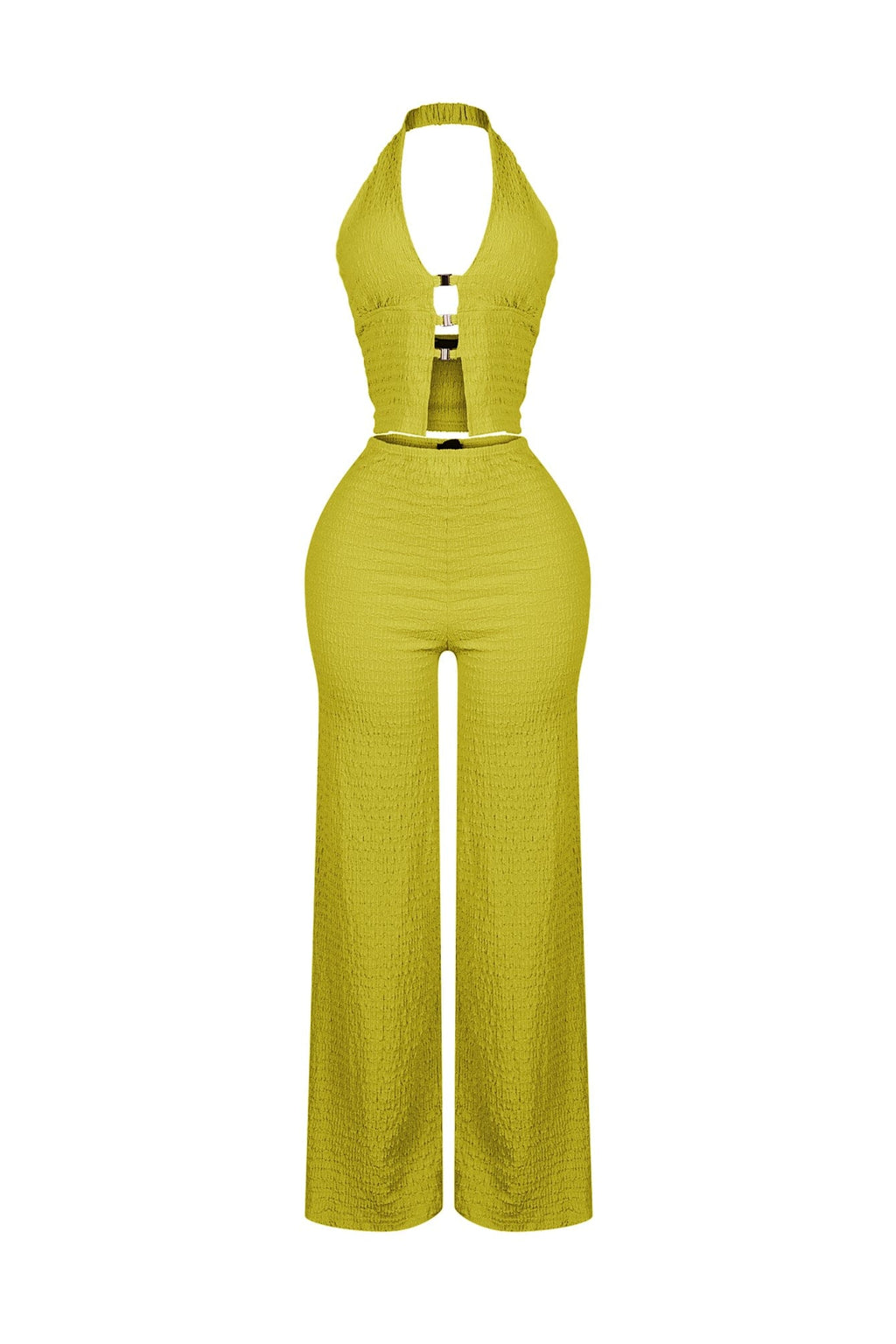 Sleek Motion Metal Halter Top & Pants SET