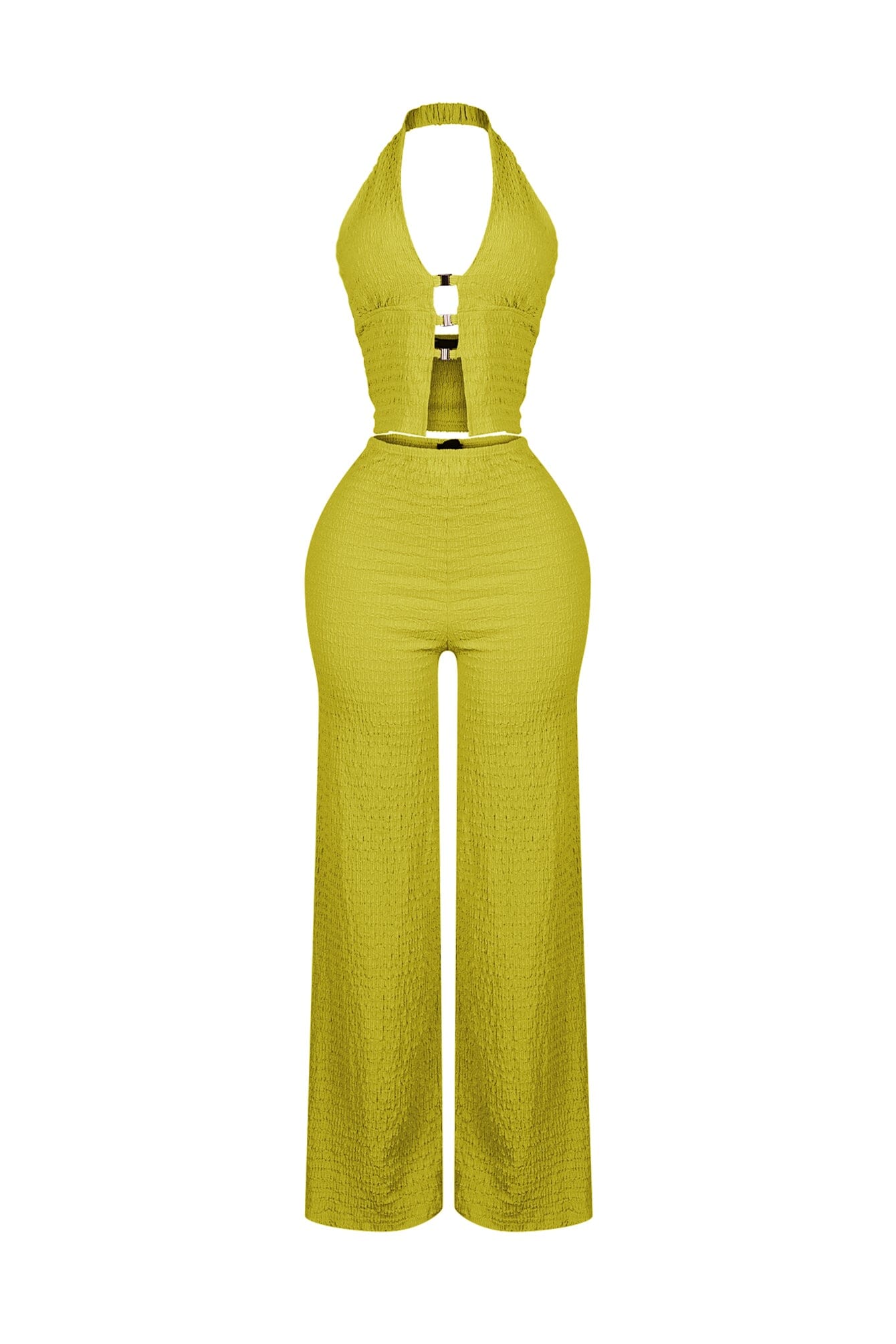 Sleek Motion Metal Halter Top & Pants SET