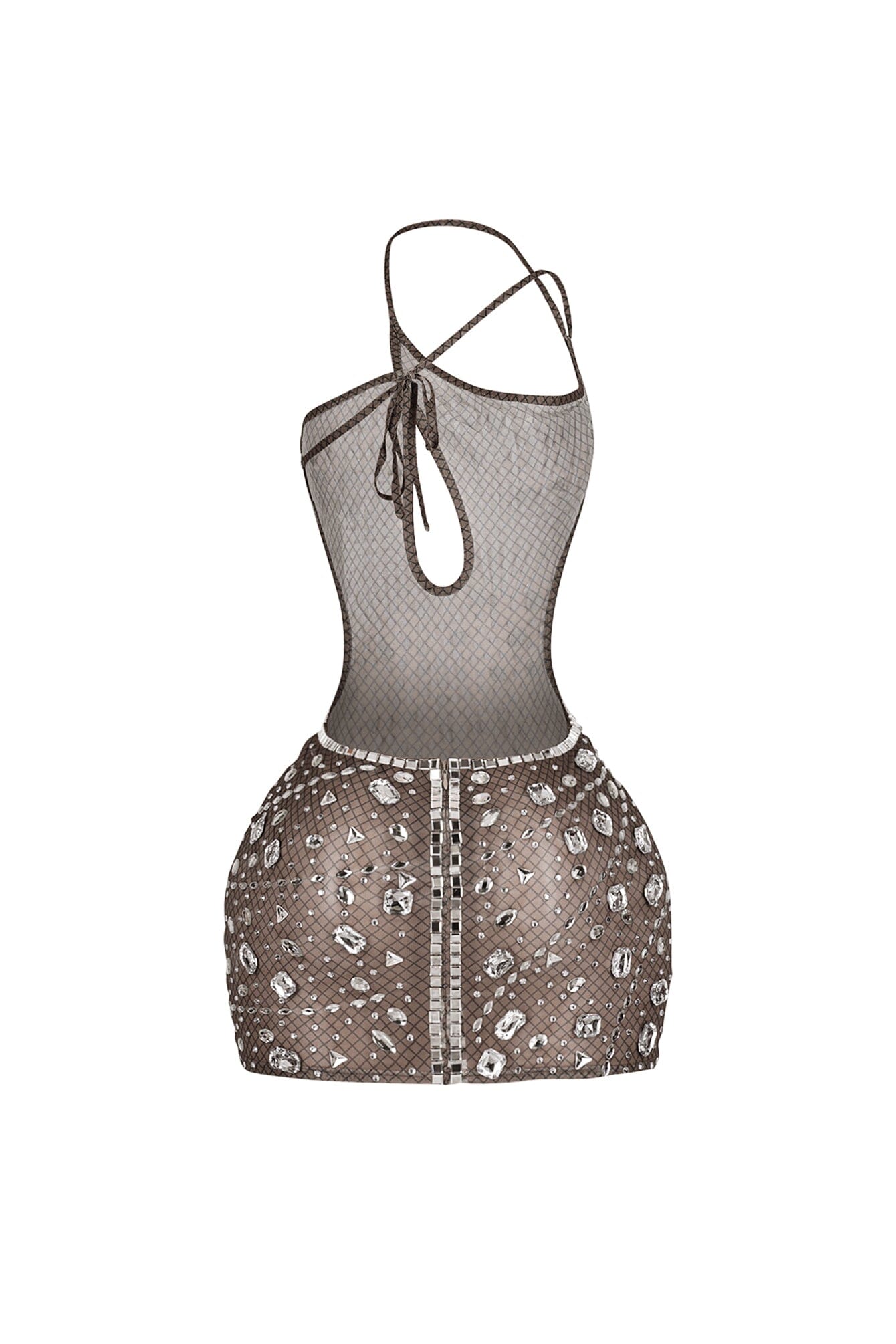 Anastasia Rhinestone Mesh Snake Dress