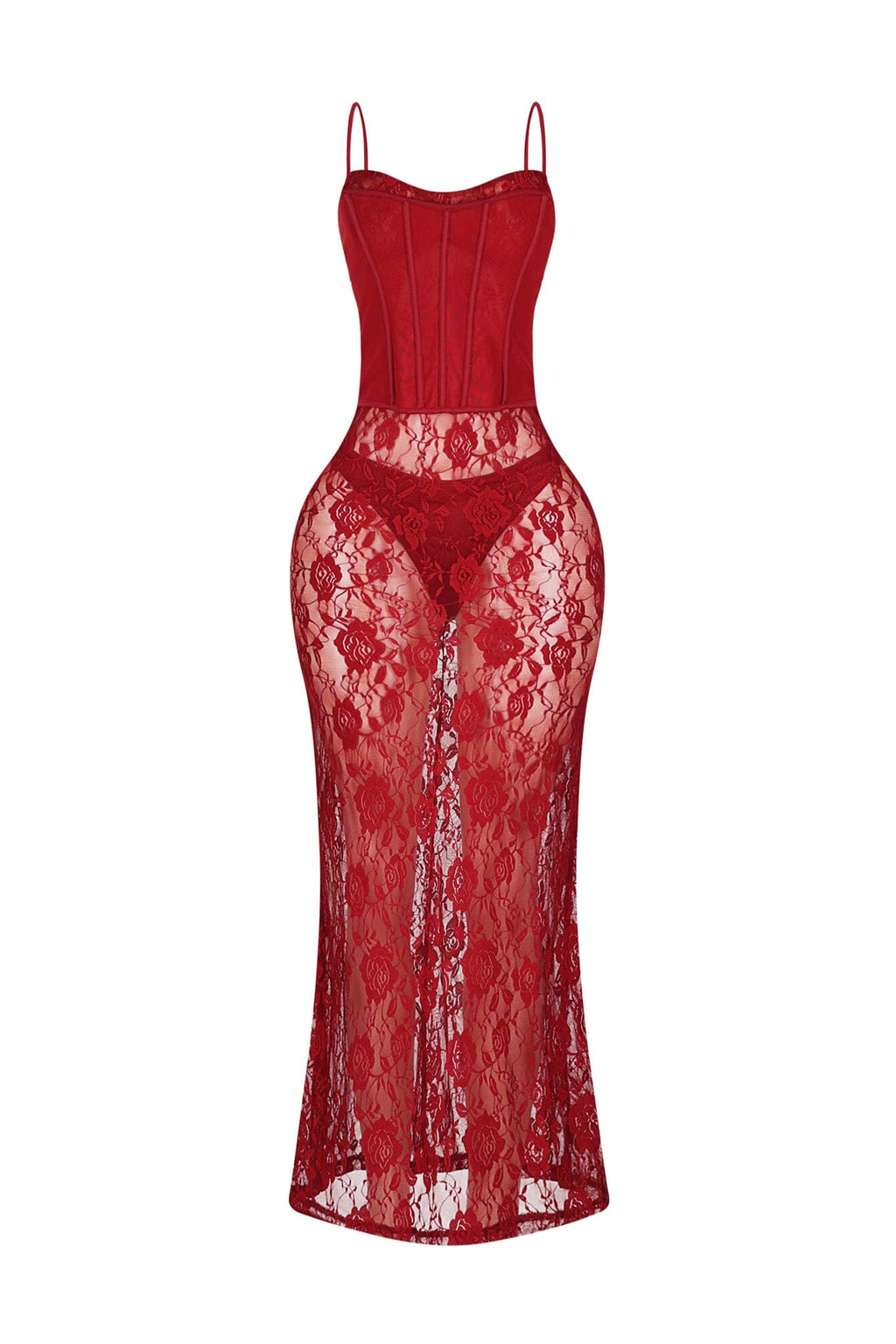 Ebone Lace Corset Maxi Dress