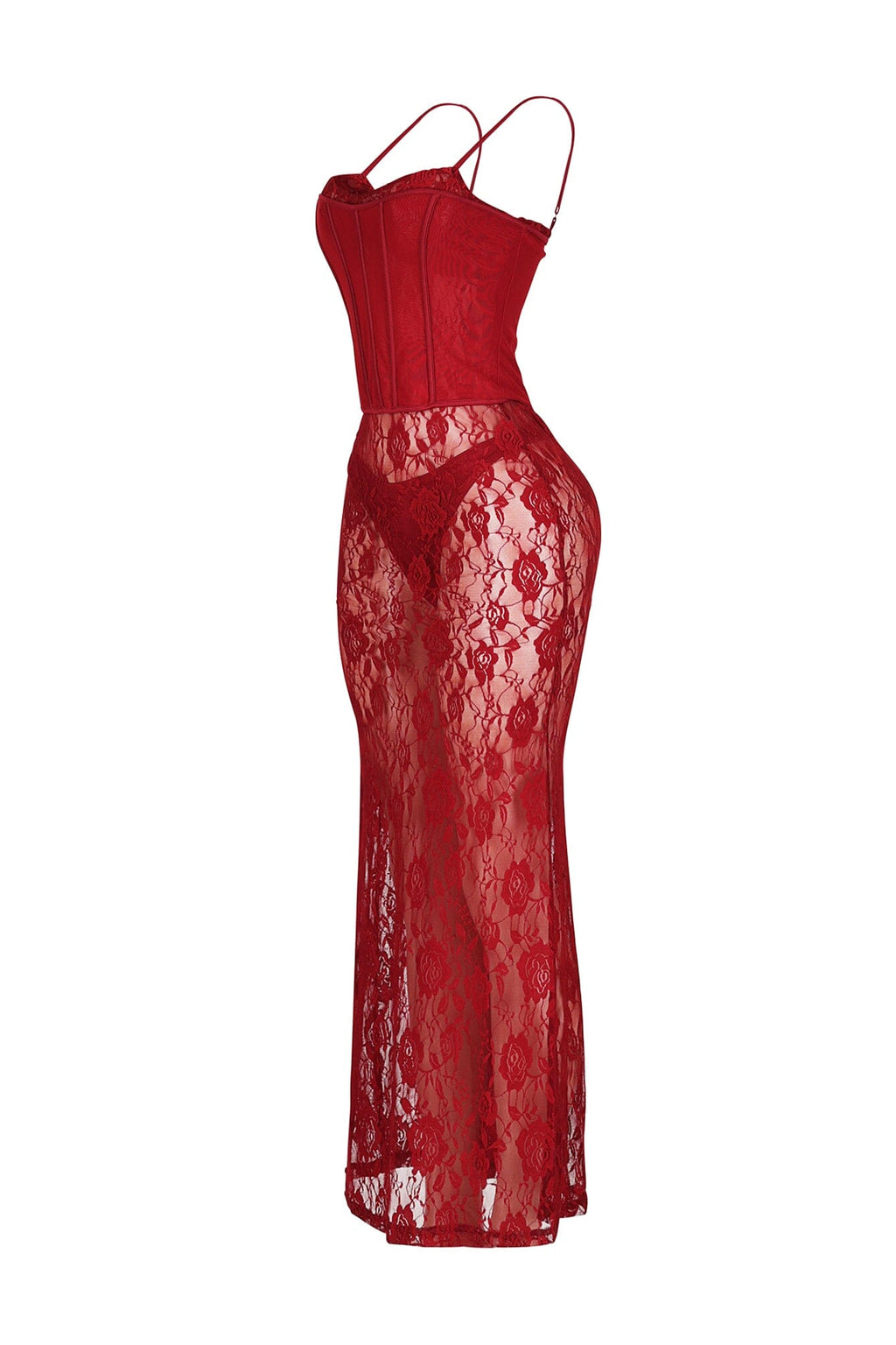 Ebone Lace Corset Maxi Dress