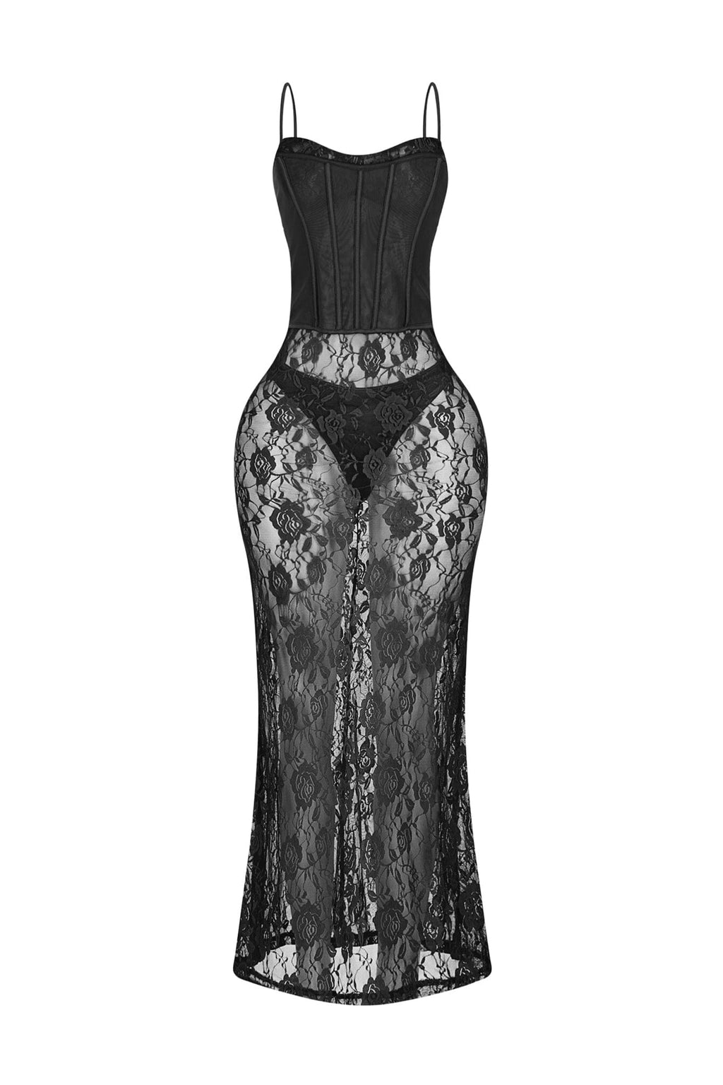 Ebone Lace Corset Maxi Dress