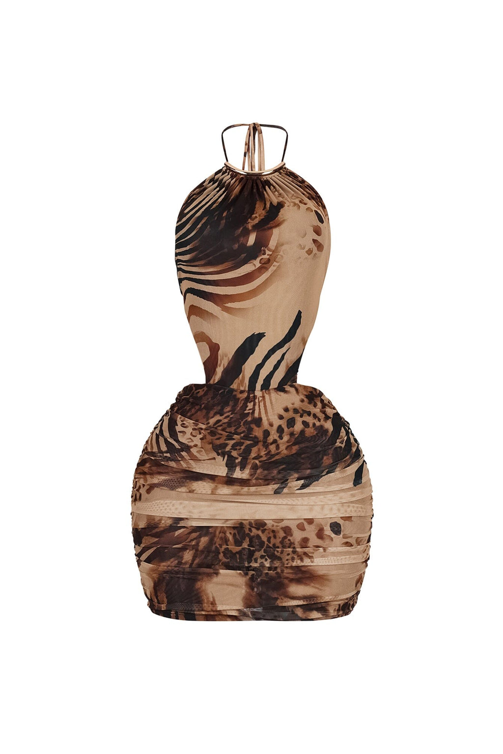 Bellina Mesh Print Halter Dress