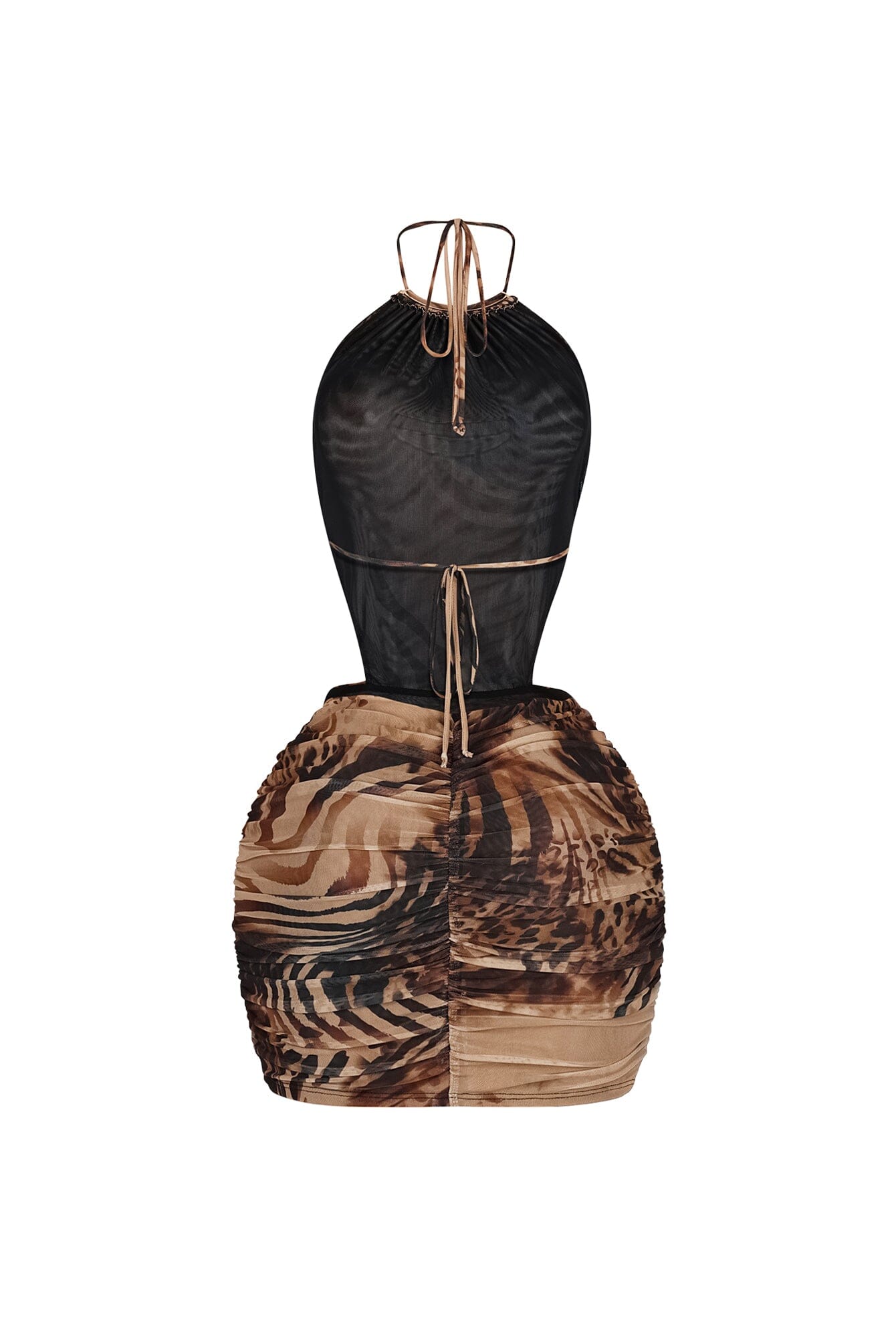 Bellina Mesh Print Halter Dress