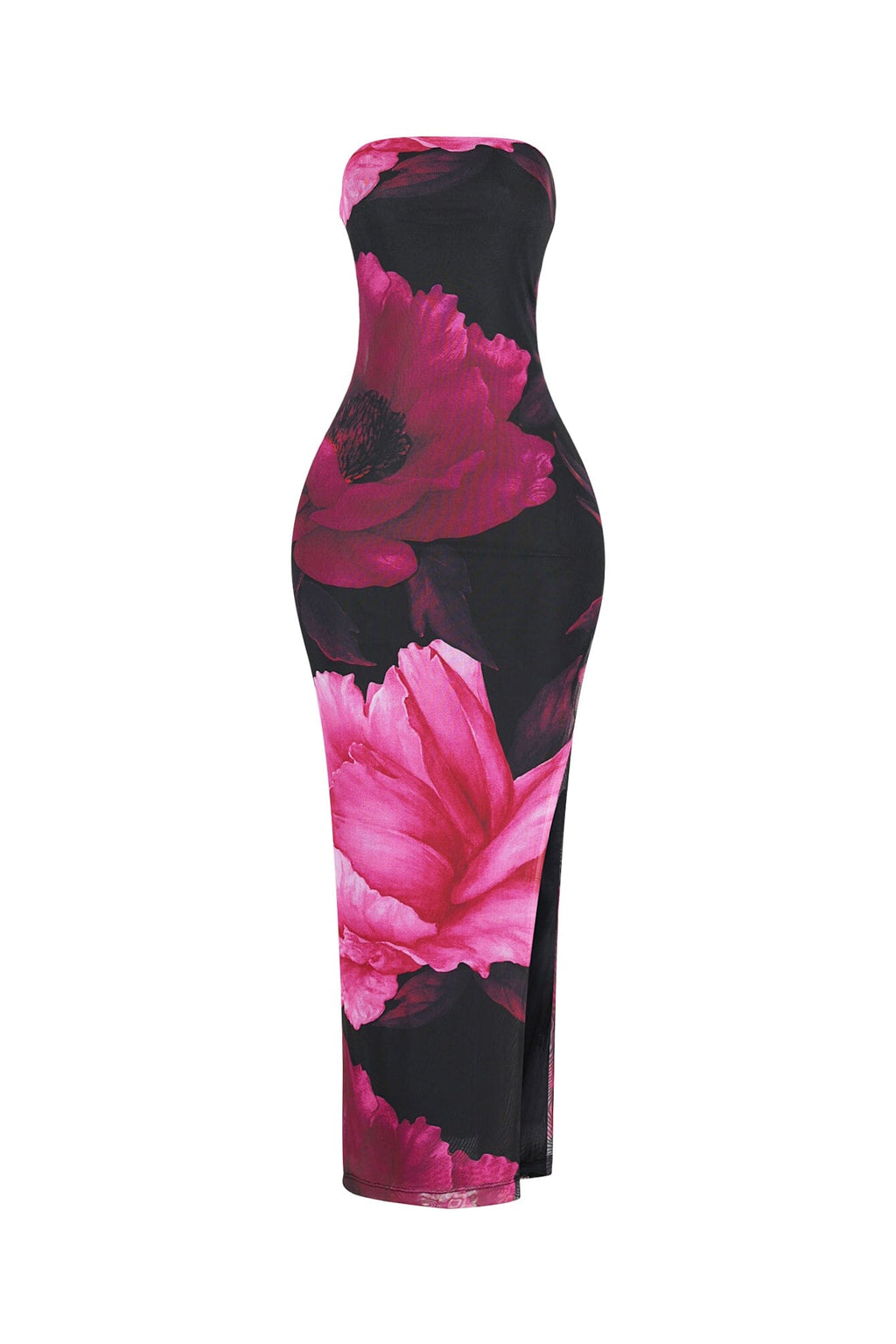 Miley Mesh Floral Tube Maxi Dress