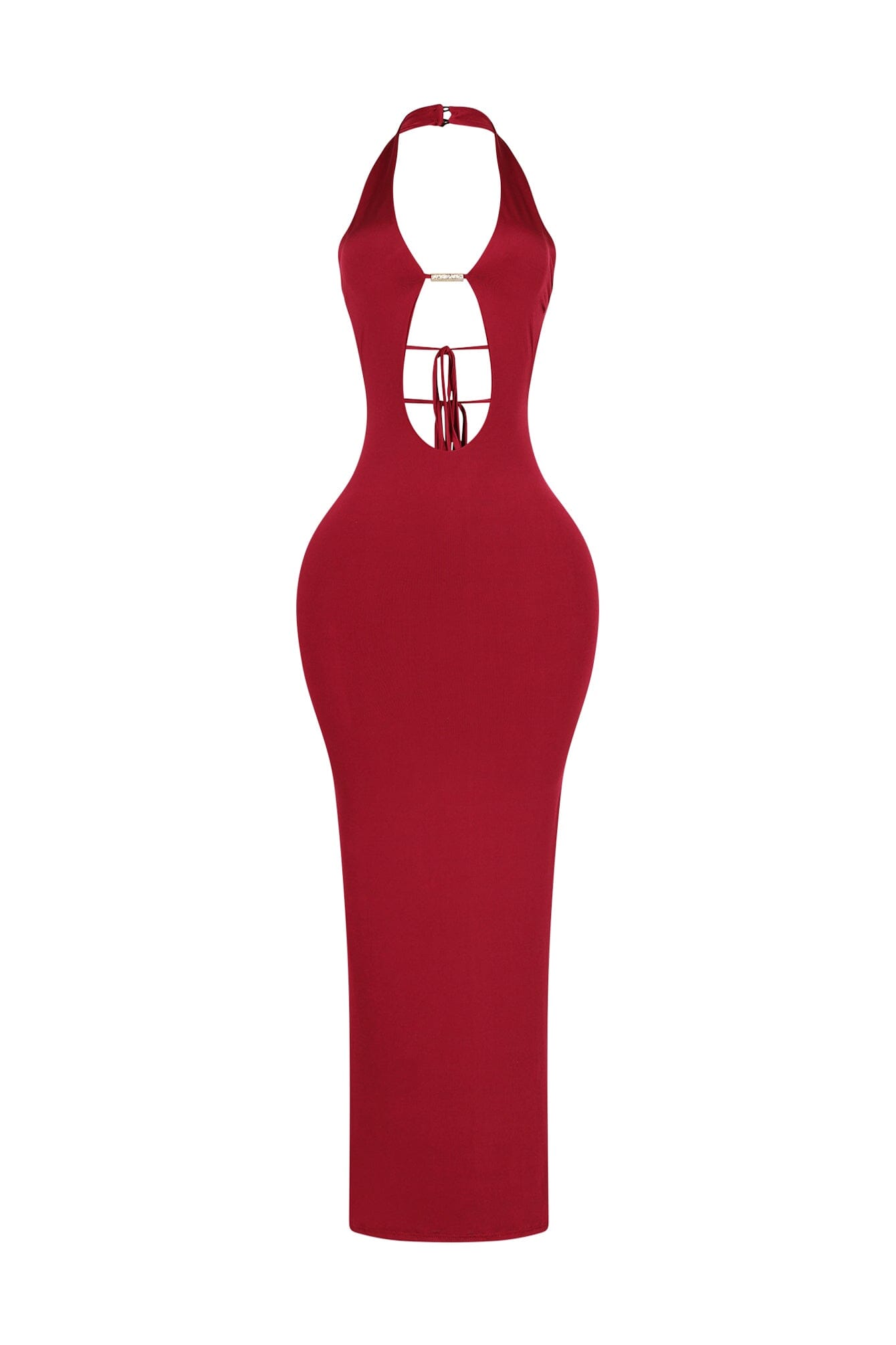 Backburn Cut Out Halter Midi Dress